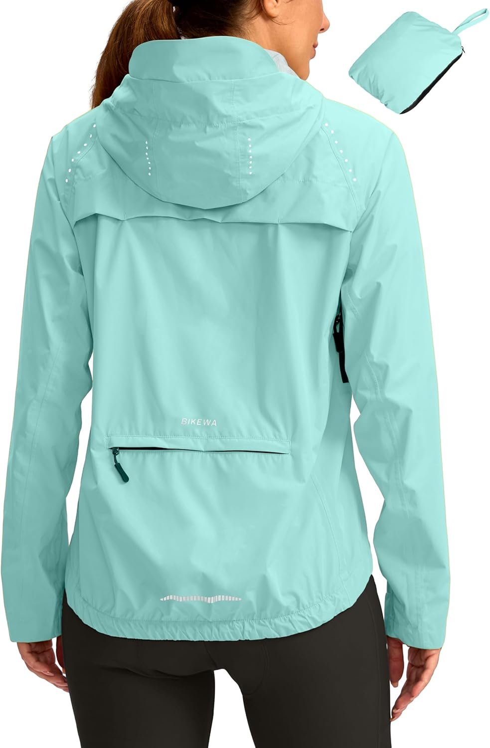 Bikewa Women’s Cycling Rain Jackets Waterproof Windbreaker Lightweight Running Windproof Reflective Jacket Packable Hooded