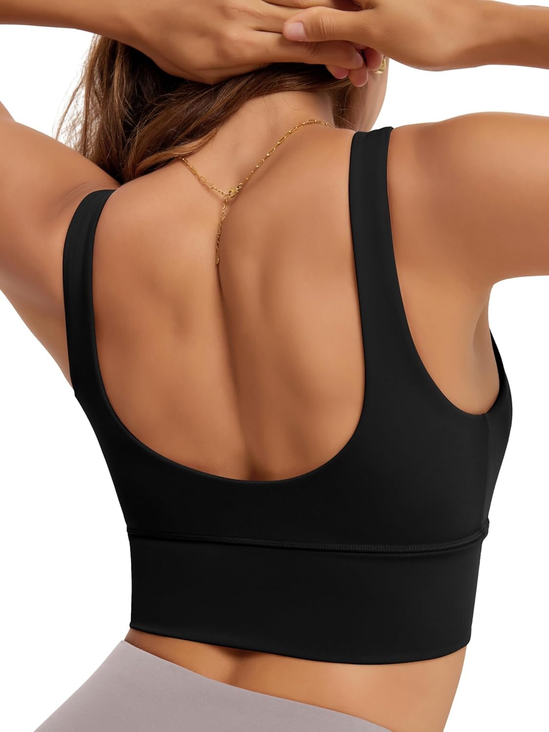 ODODOS Women’s Longline U-Back Sports Bra V-Neck Padded Yoga Workout Wirefree Tank Top