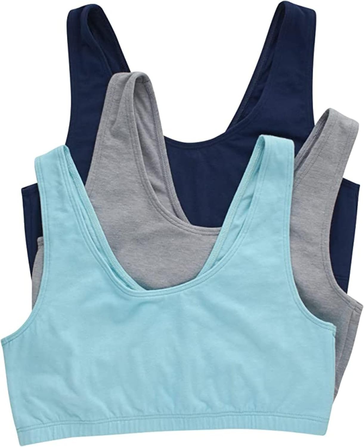 Hanes Women’s Pack, Cotton Scoopneck Bralette, Low-Impact Sports Bra, 3-Pack