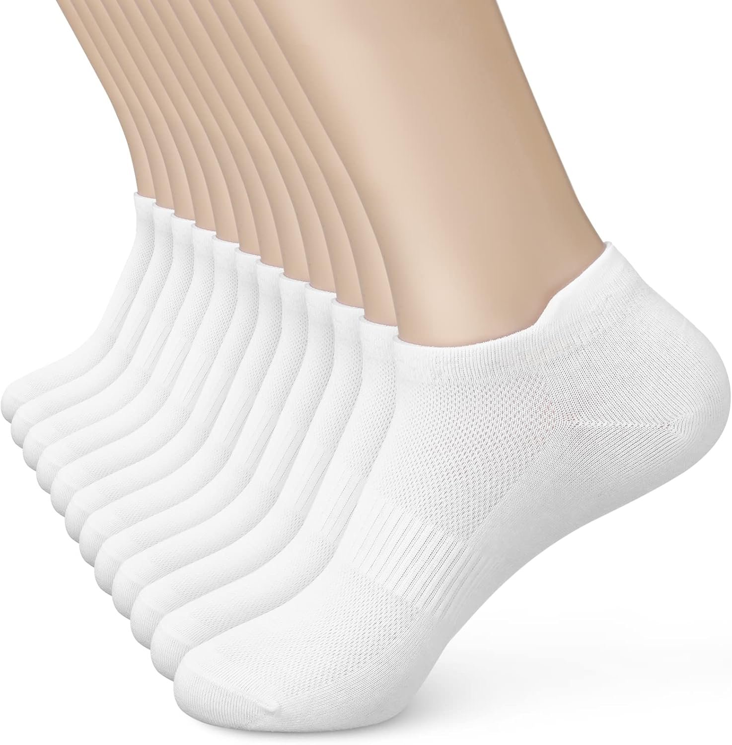 Sallking Women’s Ankle Cotton Socks – Low Cut Athletic Running Soft Thin No Show White Socks With Tab 6 Pairs