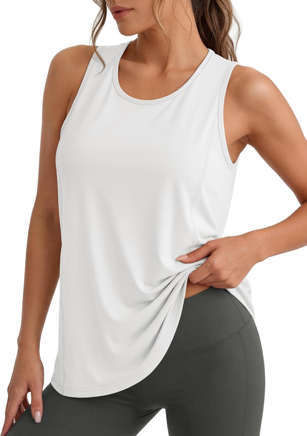 MAGCOMSEN Women’s Sleeveless Workout Shirts UPF 80+ Dry Fit Running Wicking Tank Tops Athletic Gym Summer