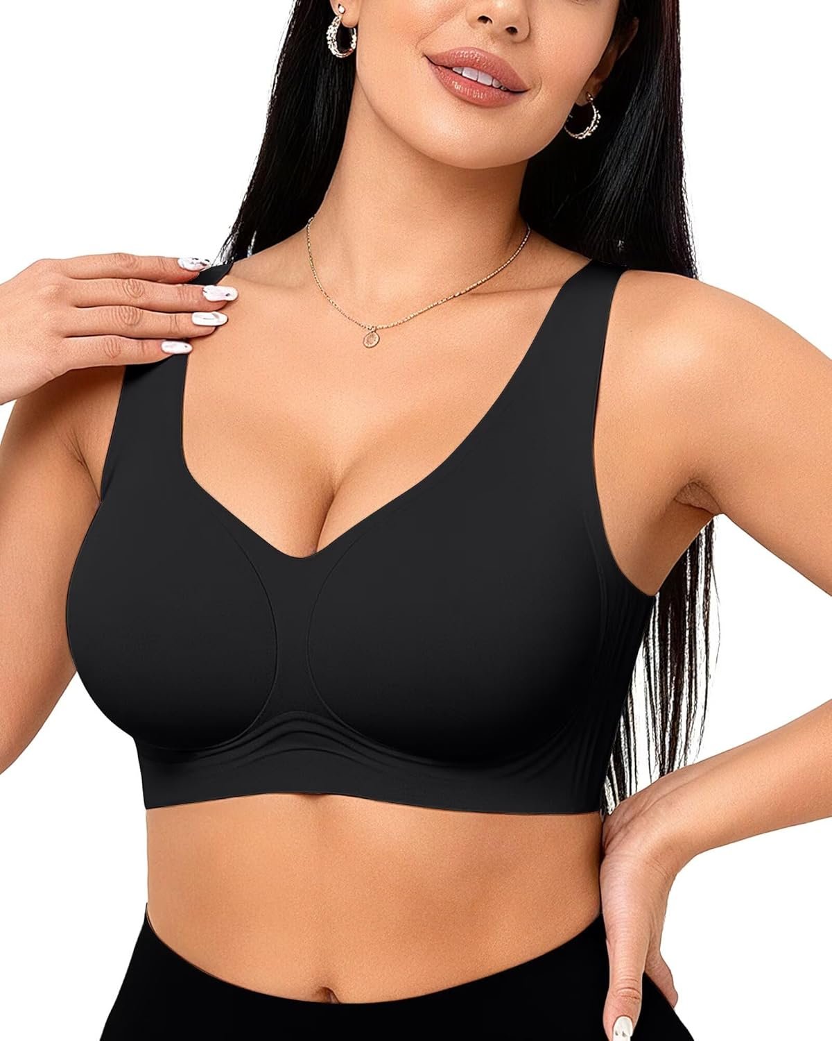 Vertvie Womens Jelly Wireless Bras Seamless T-Shirt Bra No Underwire Full Coverage Pullover Bralettes Supportive Sports Bras