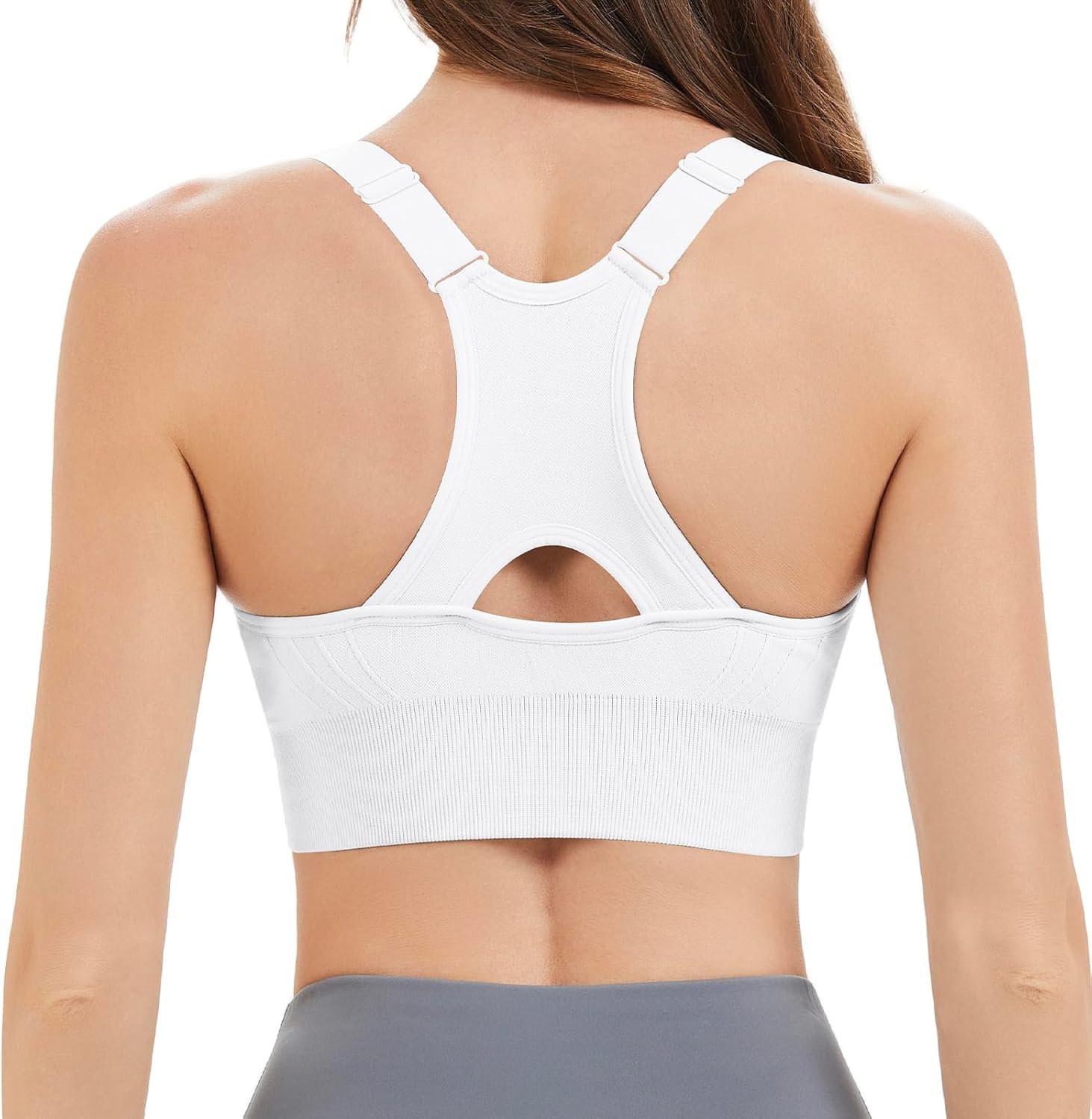 Racerback Sports Bras for Women High Support Adjustable High Impact Sports Top Unpadded Seamless Workout Yoga Gym Bra