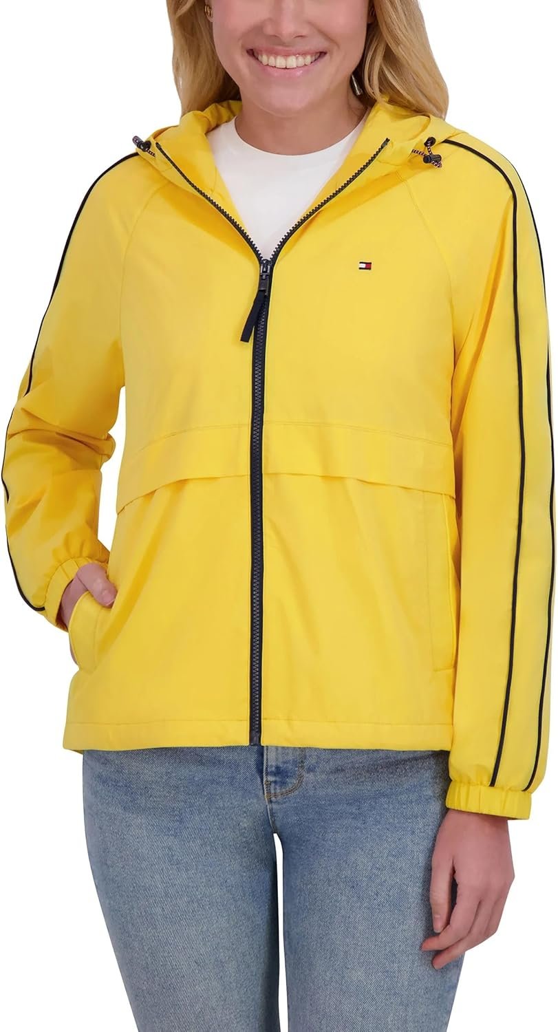 Tommy Hilfiger Women’s Windbreaker Jacket, Lightweight Hooded
