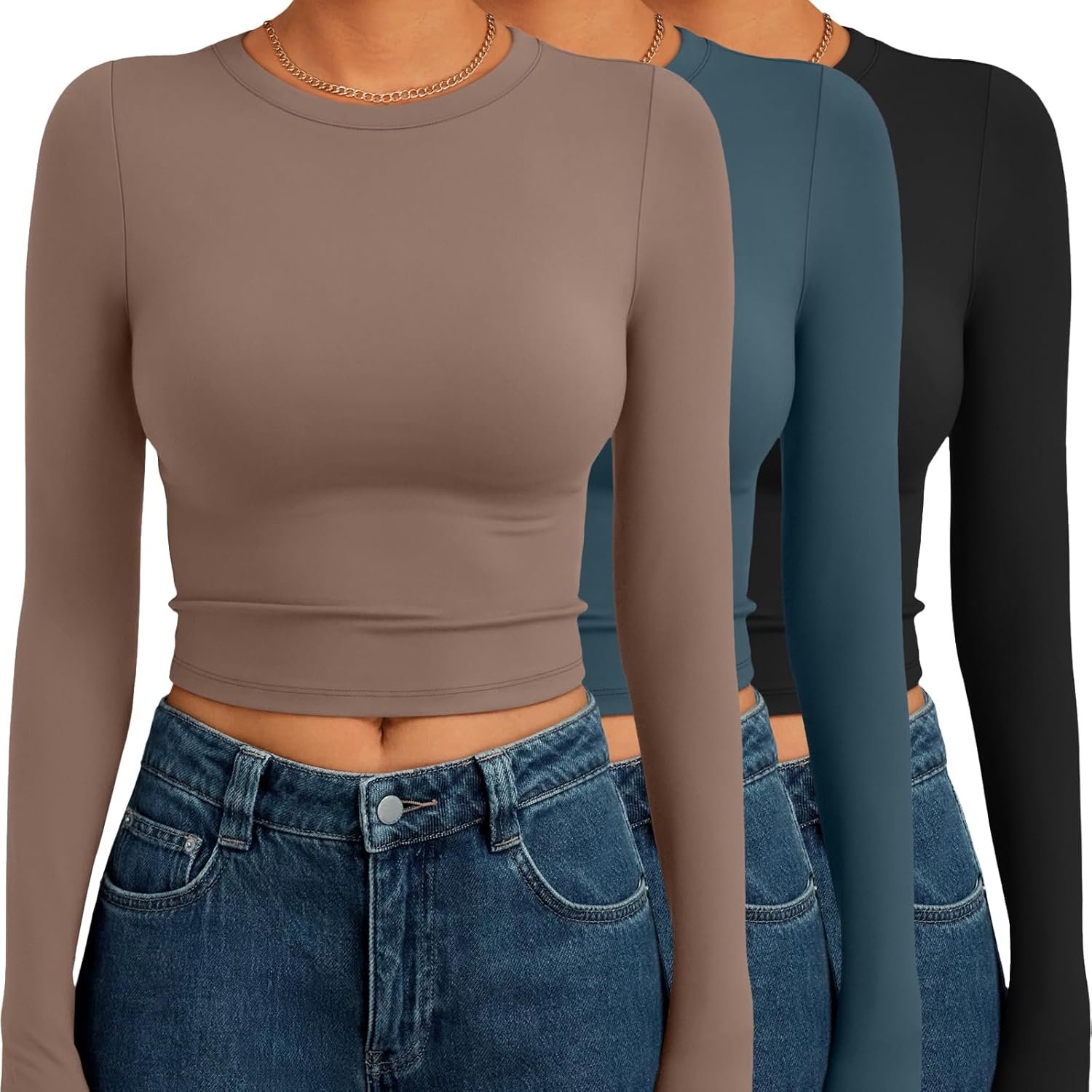 AUTOMET 3 Pack Womens Long Sleeve Shirts Y2K Going Out Crop Tops Cute Basic Slim Fitted Fall Fashion Outfits 2026 Clothes