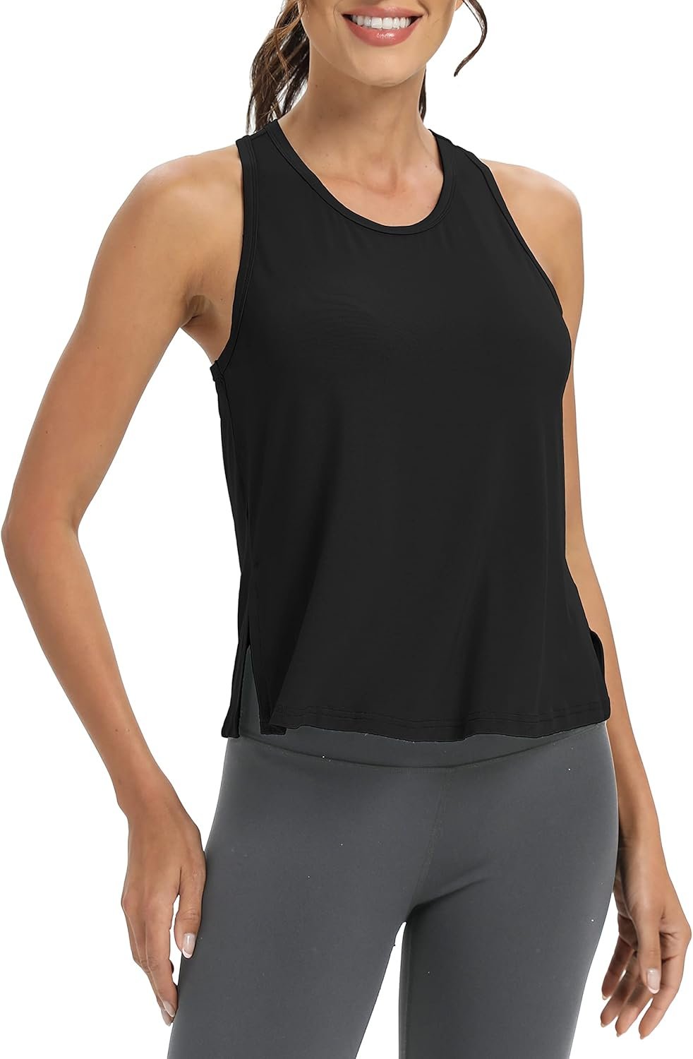 Bestisun Women Split Side Athletic Workout Tank Tops Racerback Yoga Shirts for Women