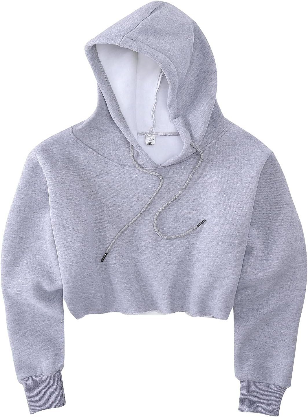 Women’s Cropped Hoodie Fleece Long Sleeve Pullover Cut Off Hood Sweatshirt