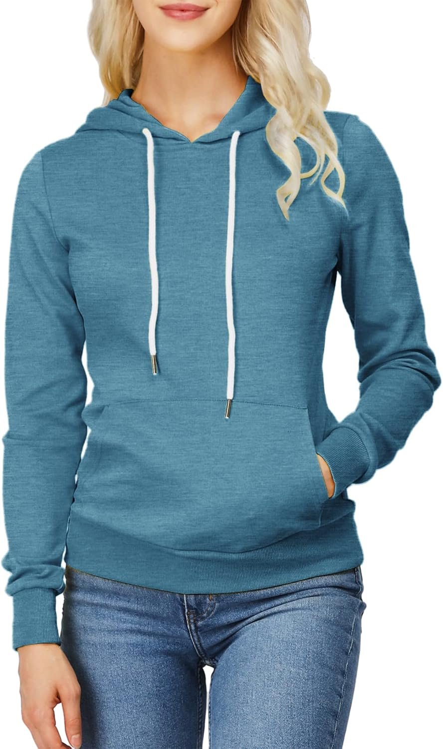 H2H Women’s Slim Fit Zip Up & Pullover Hoodie Lightweight Long Sleeve Kangaroo Pocket Basic Casual Sweatshirt