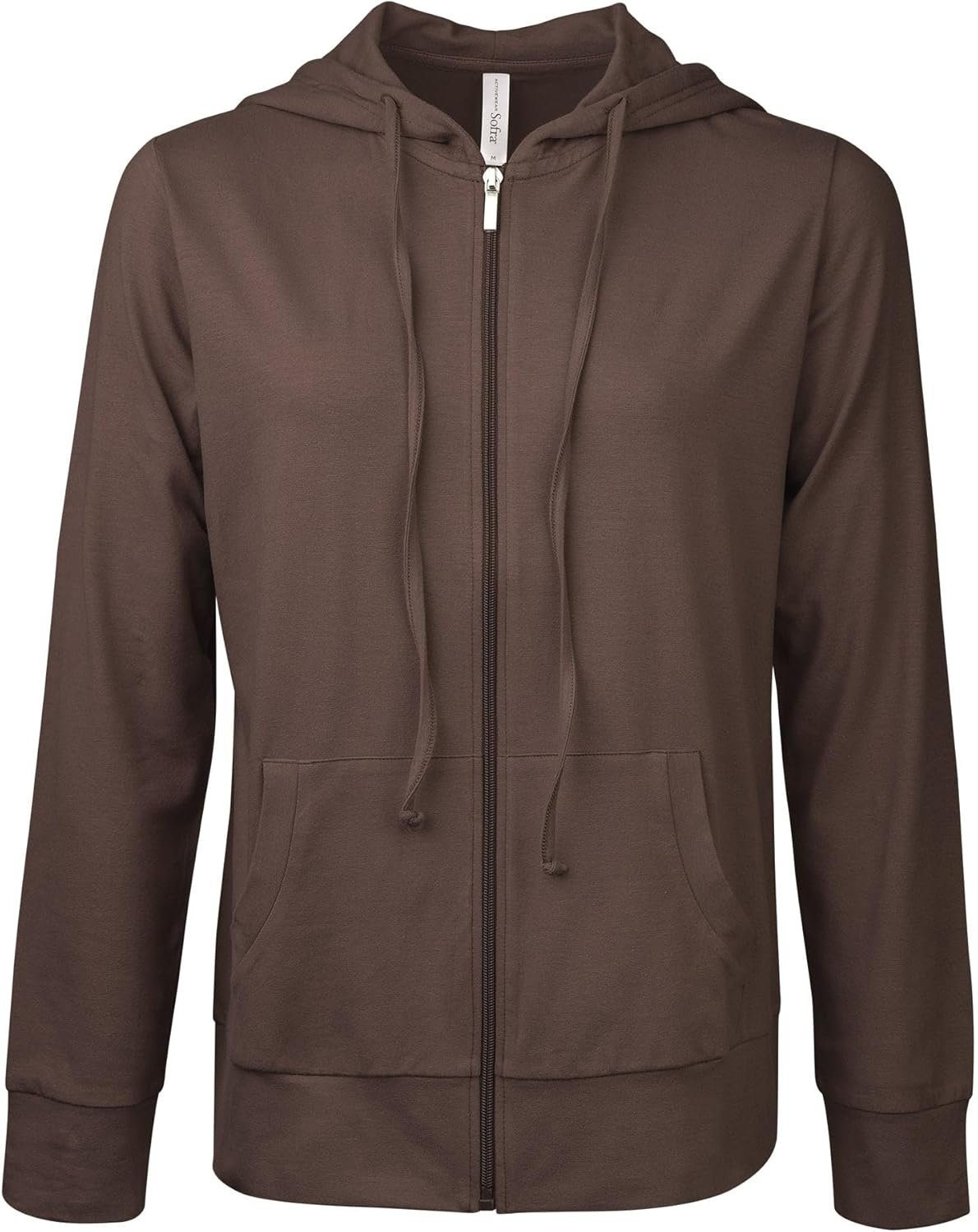 Sofra Women’s Thin Cotton Zip Up Hoodie Jacket