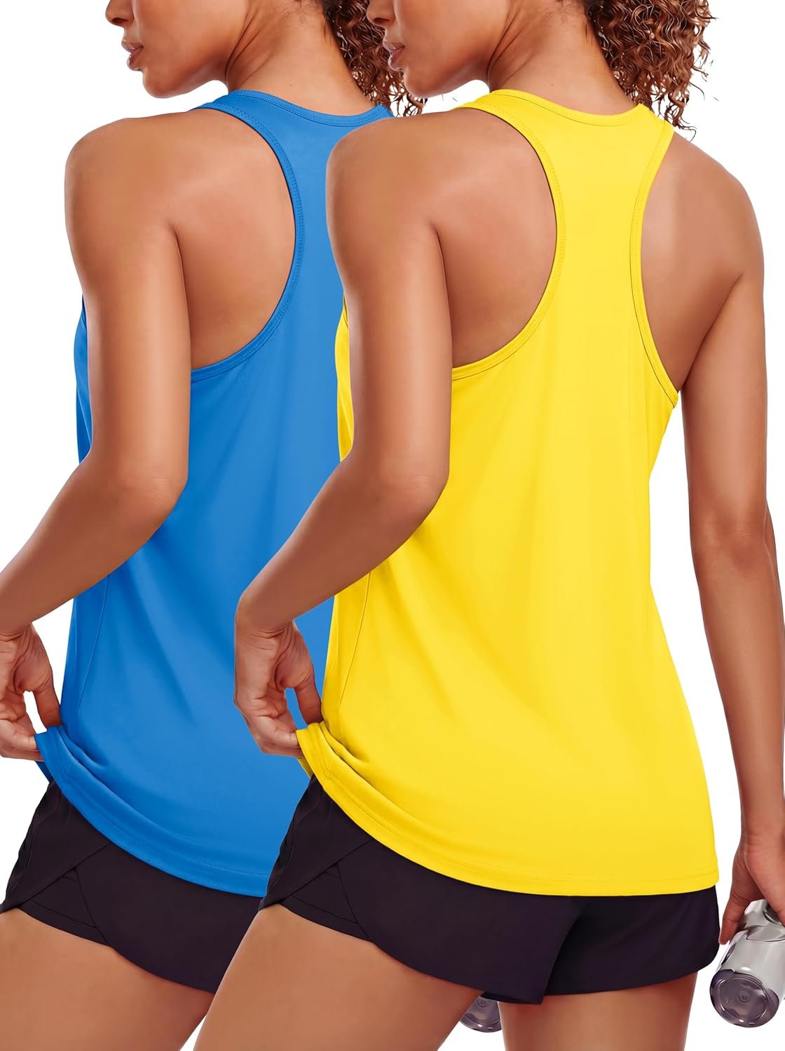 MAGCOMSEN Women’s Workout Tank Tops 2 Pack Racerback Tank Quick Dry Athletic Yoga Running Top SPF 80+ Sleeveless Shirt
