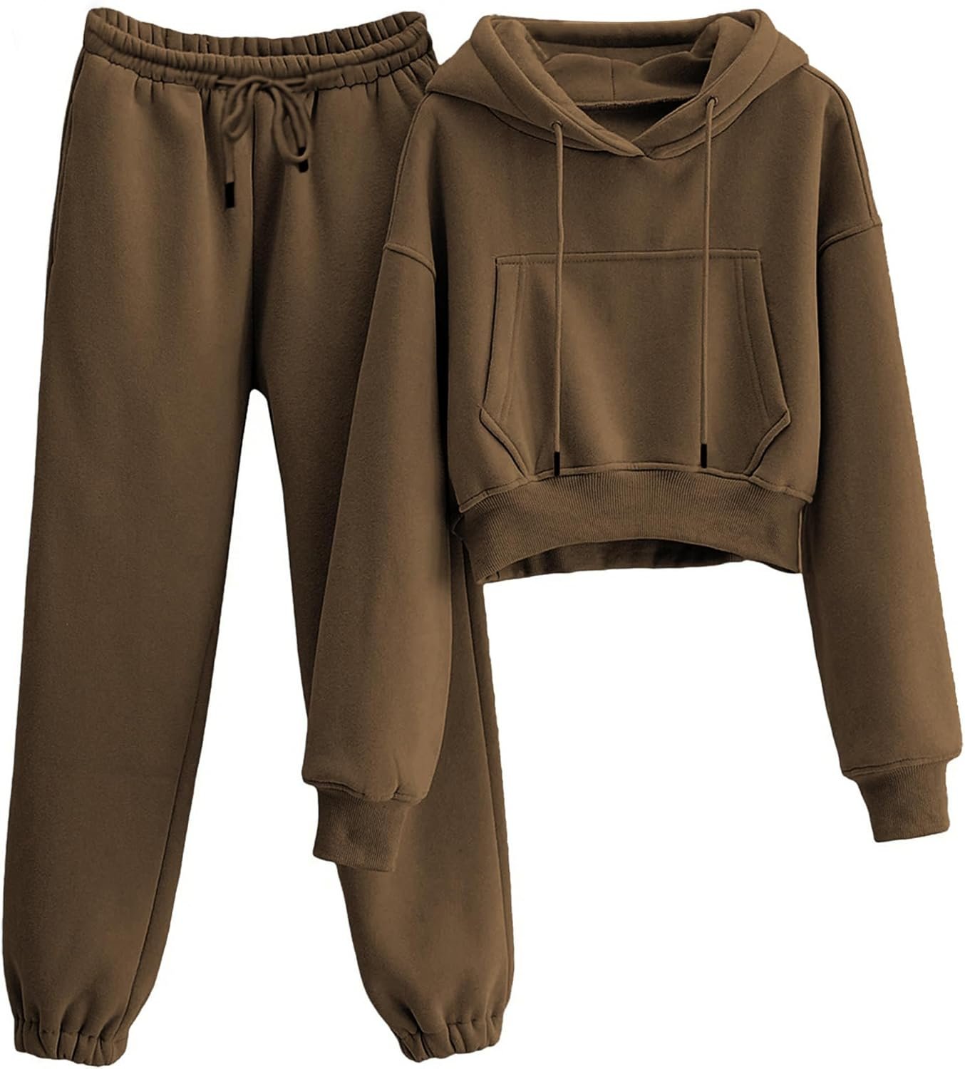 Sweatsuits for Women 2 Piece Set Crop Fleece Lining Hoodies Jogger Sweatpants Sweat Suits