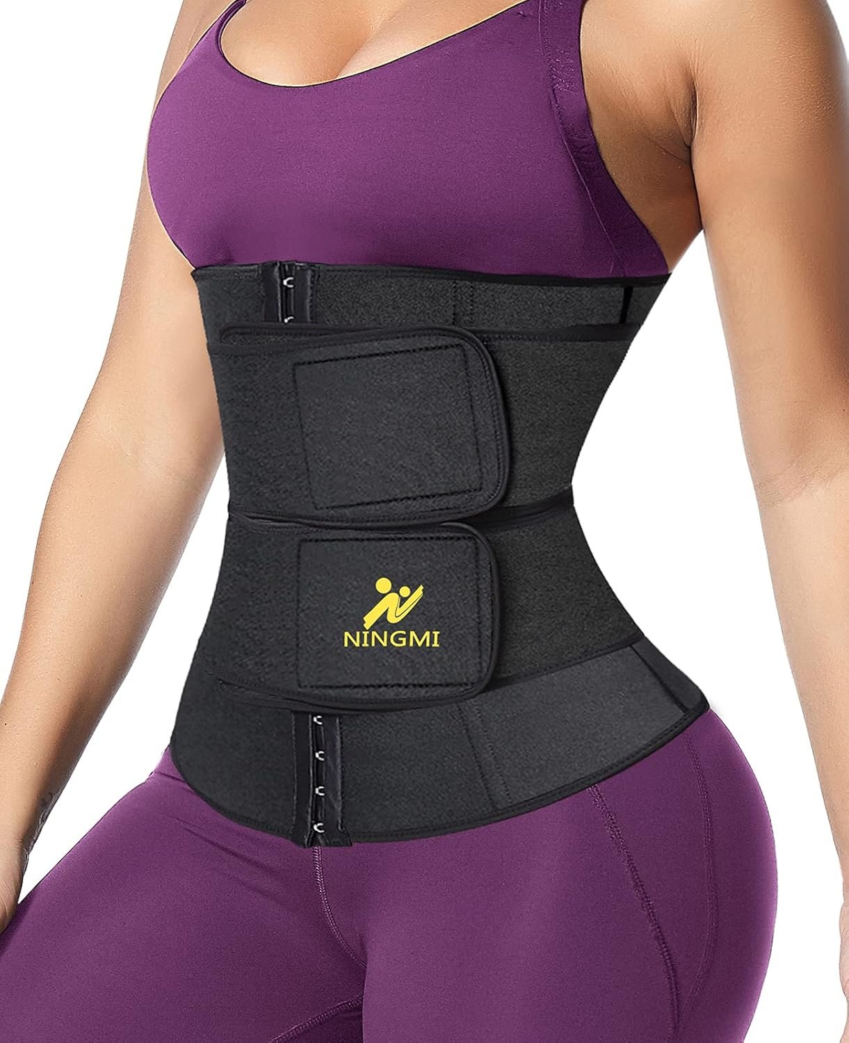 NINGMI Sauna Waist Trainer for Women – Workout Sweat Waist Trimmer Womens Corset Waste Belly Belt Tummy Stomach Wrap Gym