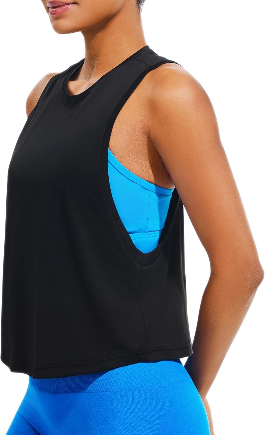 JOYSPELS Workout Tank Tops for Women, Ice Silk Quick Dry Athletic Crop Top, Loose Fit Running Yoga Gym Shirts