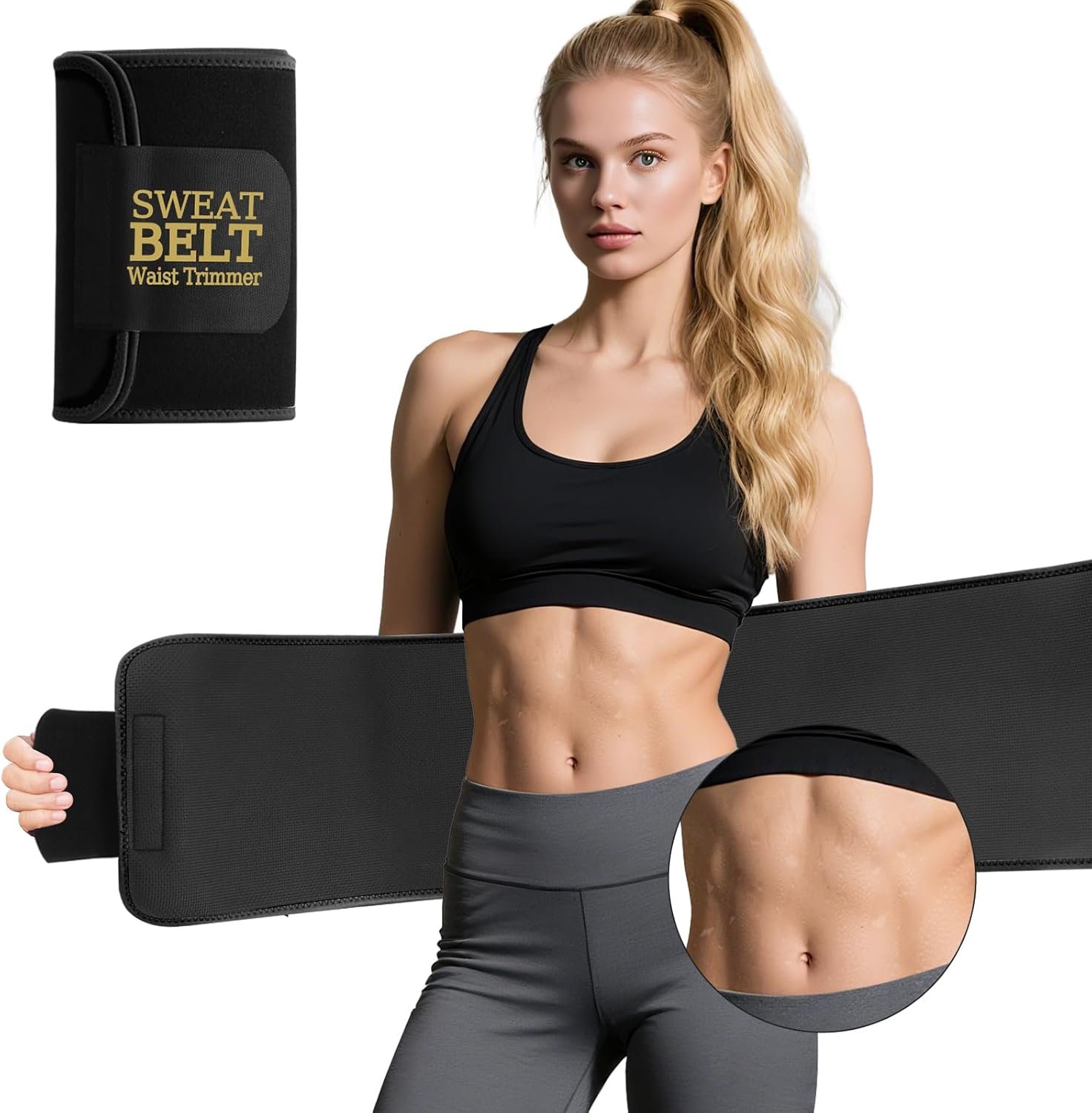 kissleaf Sweat Waist Trainer for Women Men, Comfortable Waist Cincher Sweat Belt to Boost Sweating Stomach Wrap Supportive