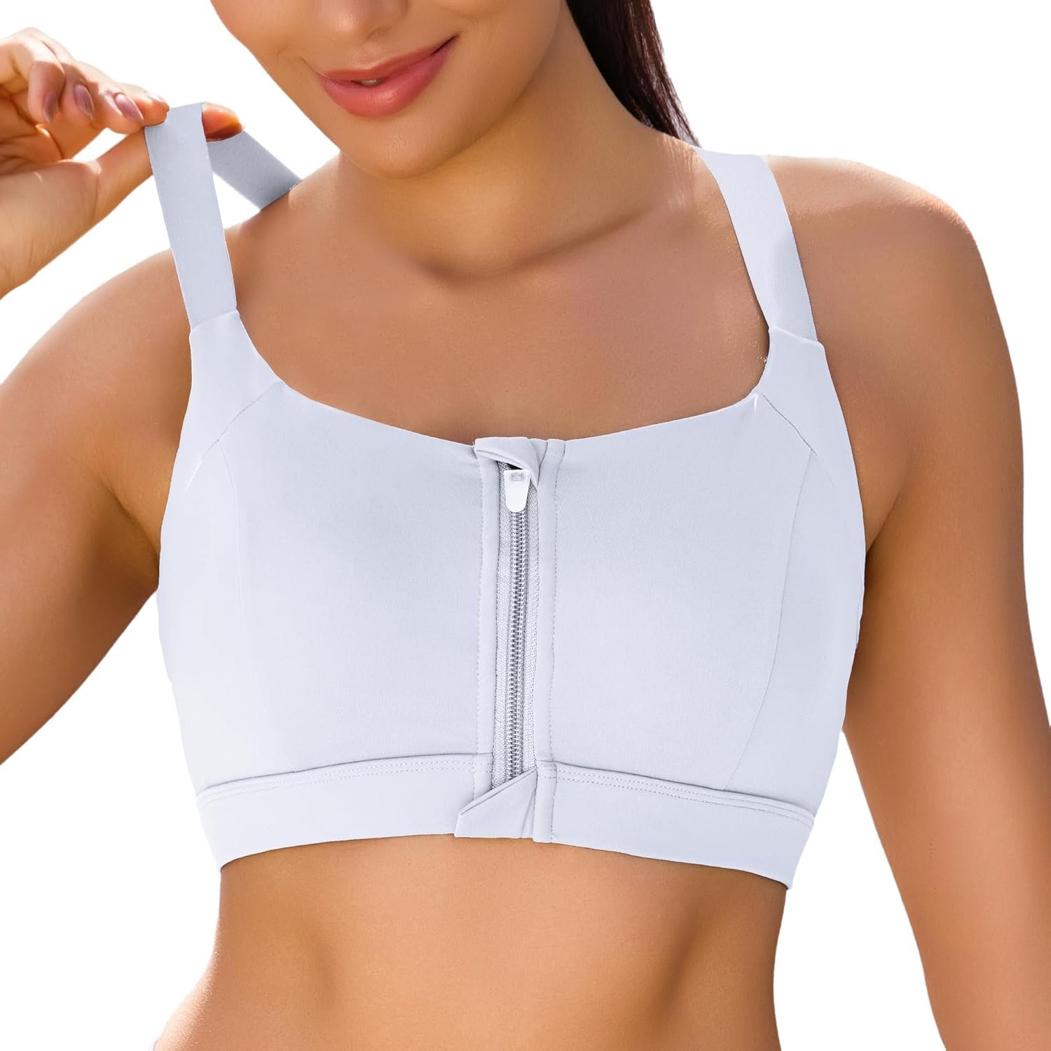 Vorcy Front Zipper Sports Bras for Women Adjustable Racerback Back High Impact Sports Bras High Support Yoga Bra