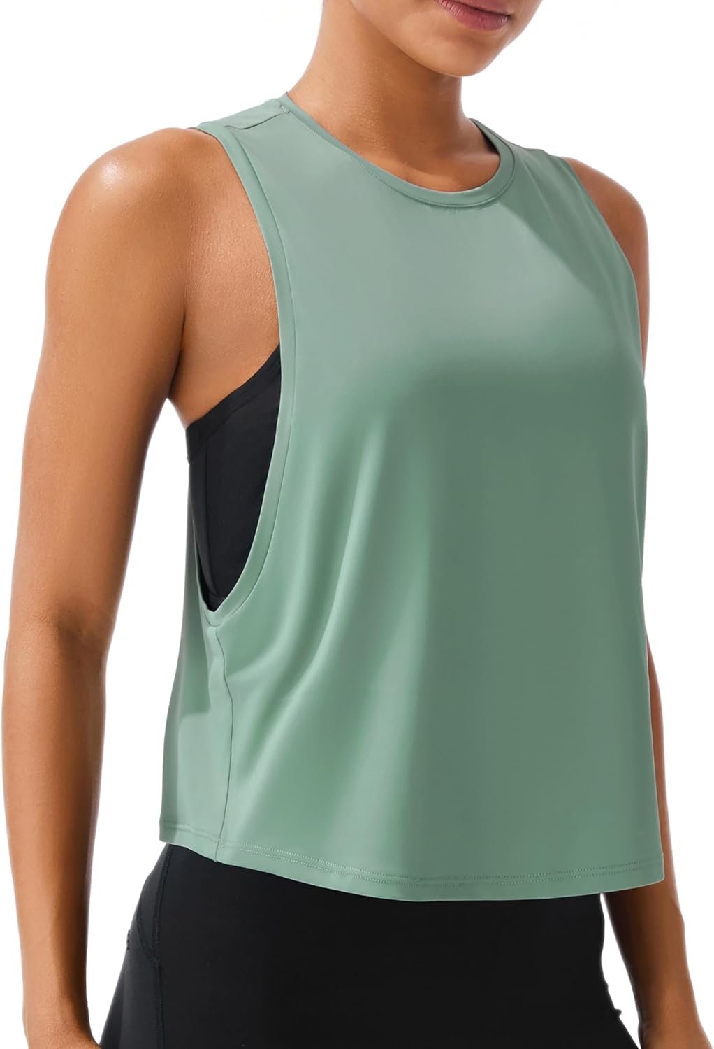JOYSPELS Workout Tank Tops for Women, Ice Silk Quick Dry Athletic Crop Top, Loose Fit Running Yoga Gym Shirts