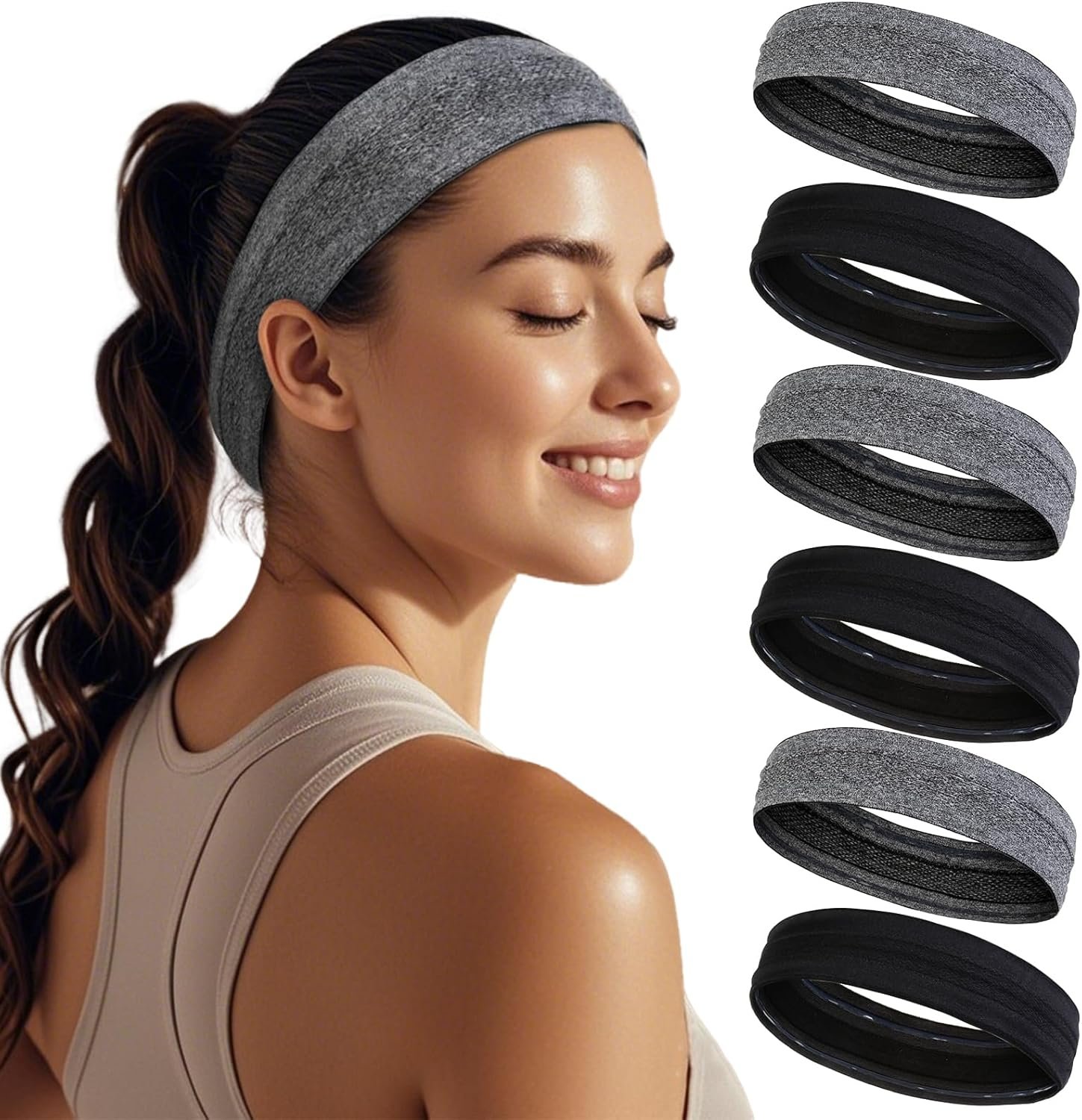 Sweat Bands Headbands for Women Non Slip, Workout Headbands with Grip – Women Sports Head Bands for Women’s Hair, Moisture Wicking Sweatbands for Running Yoga Athletic