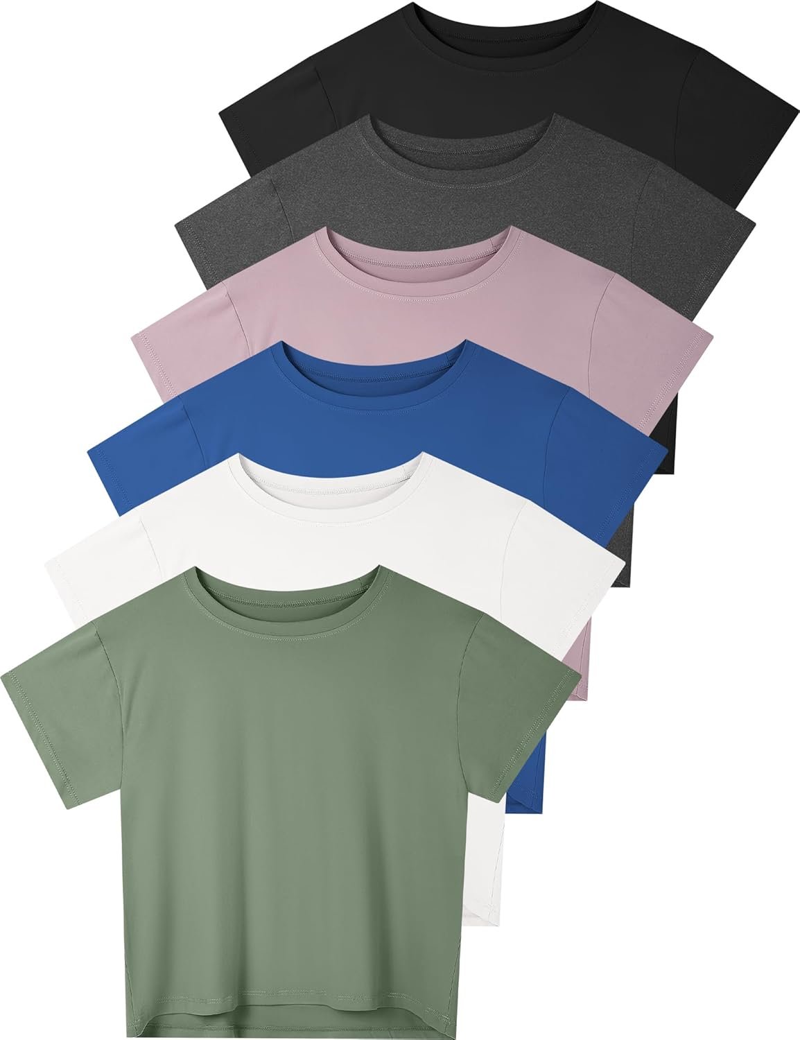 Dalavch 4/6 Pack Women’s Crop Top Short Sleeve Athletic Workout Yoga Running Gym Casual Tees T-Shirts Loose Fit