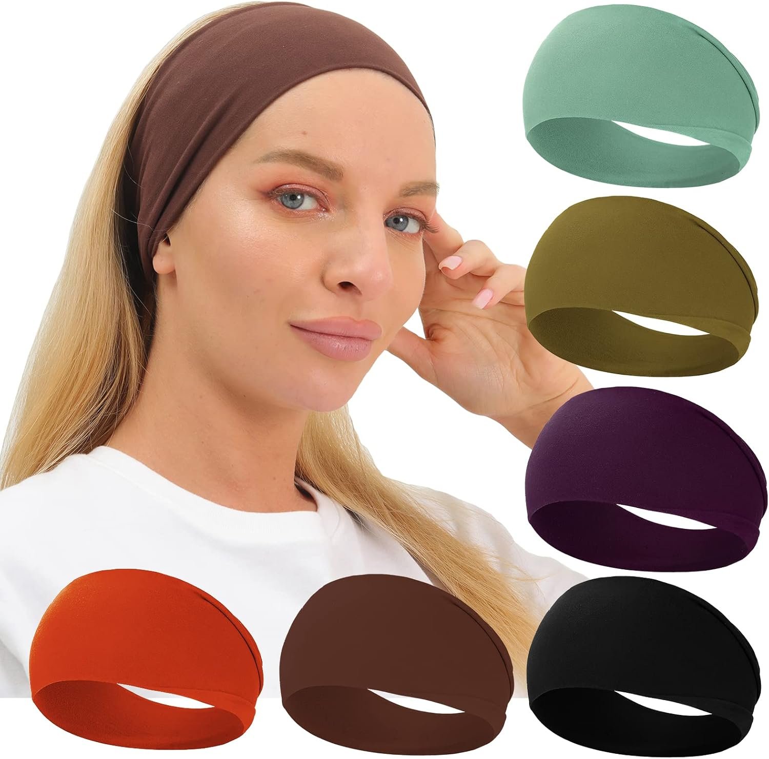 RITOPER Workout Wide Headbands for Women Non Slip, Super Soft Yoga Running Exercise Head Bands, Elastic Sweat Band Hair Bands for Women’s Hair, Womens Solid Headband Hair Wrap