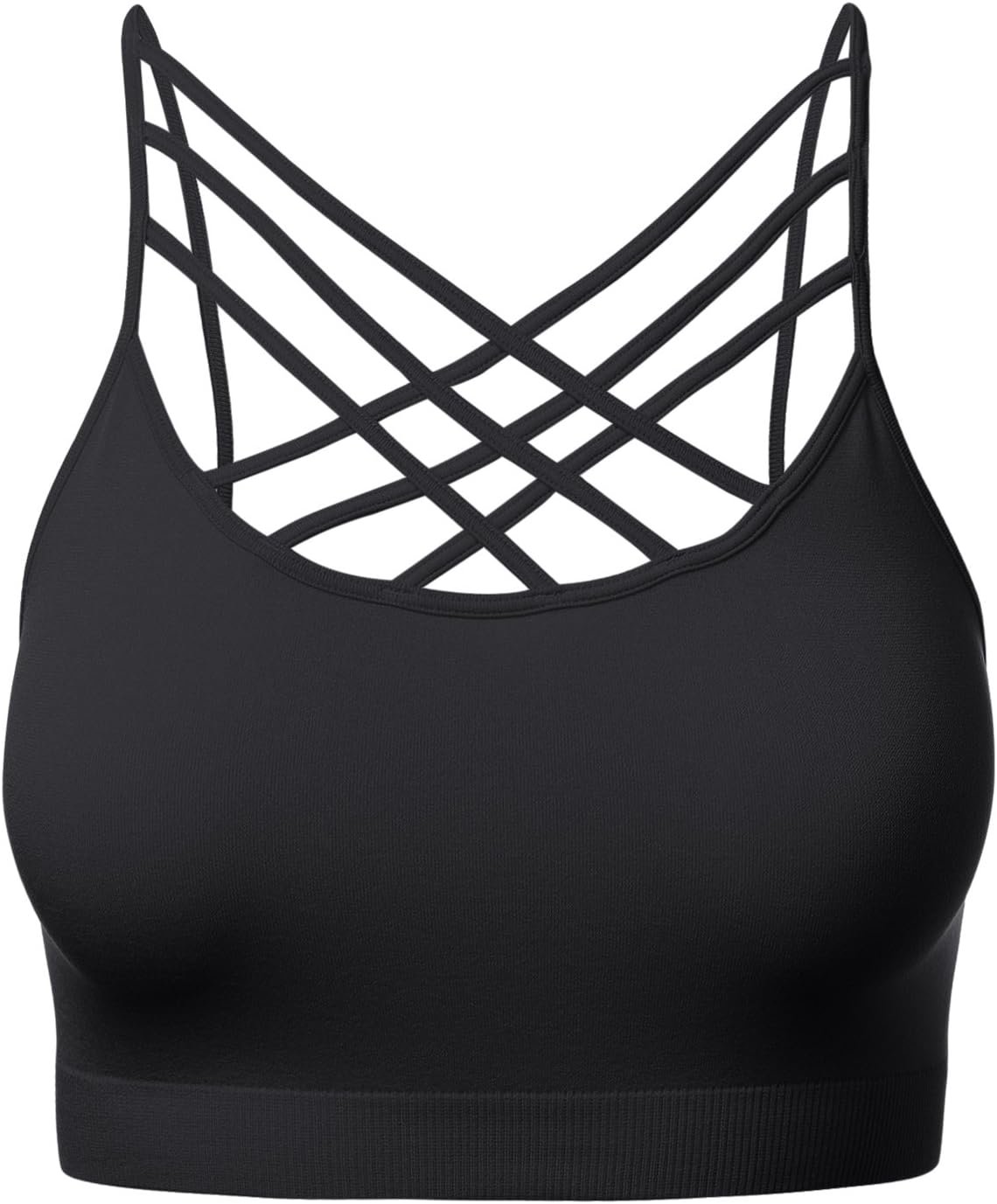 Women Sports Bra Criss Cross Strappy Wirefree Cami Bralette Crop Top
