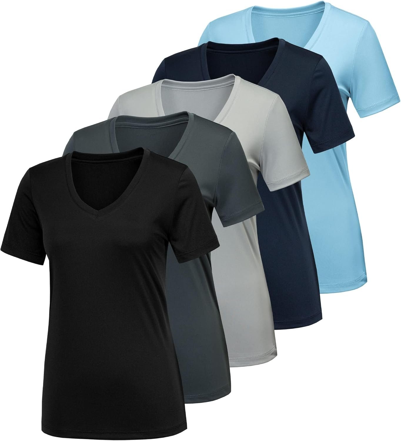 CE’ CERDR 5/7 Pack Workout Shirts for Women, Moisture Wicking Quick Dry Active Athletic Women’s Gym Performance T Shirts