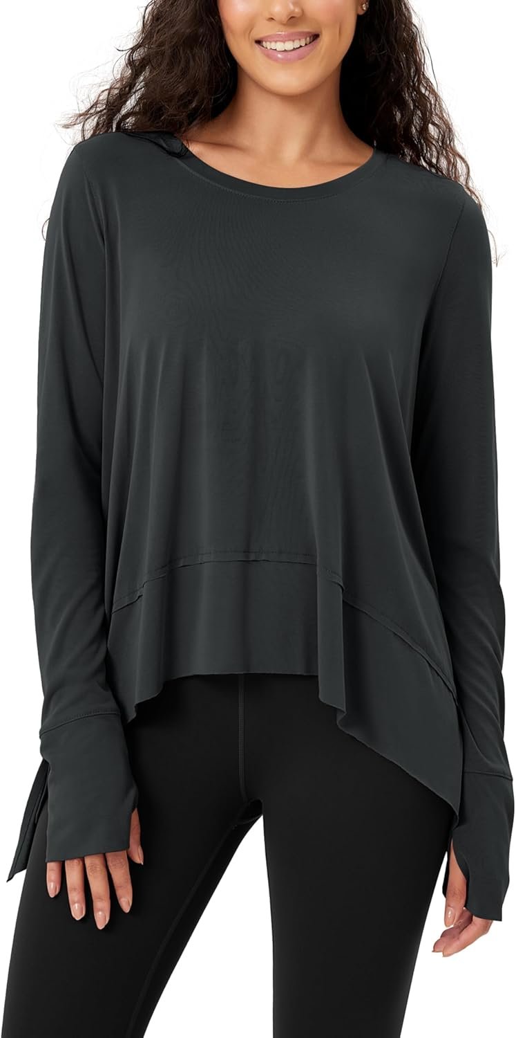 ODODOS Women’s Modal Soft Long Sleeve Tee with Thumb Hole Athletic Gym Workout Tops Yoga Shirts