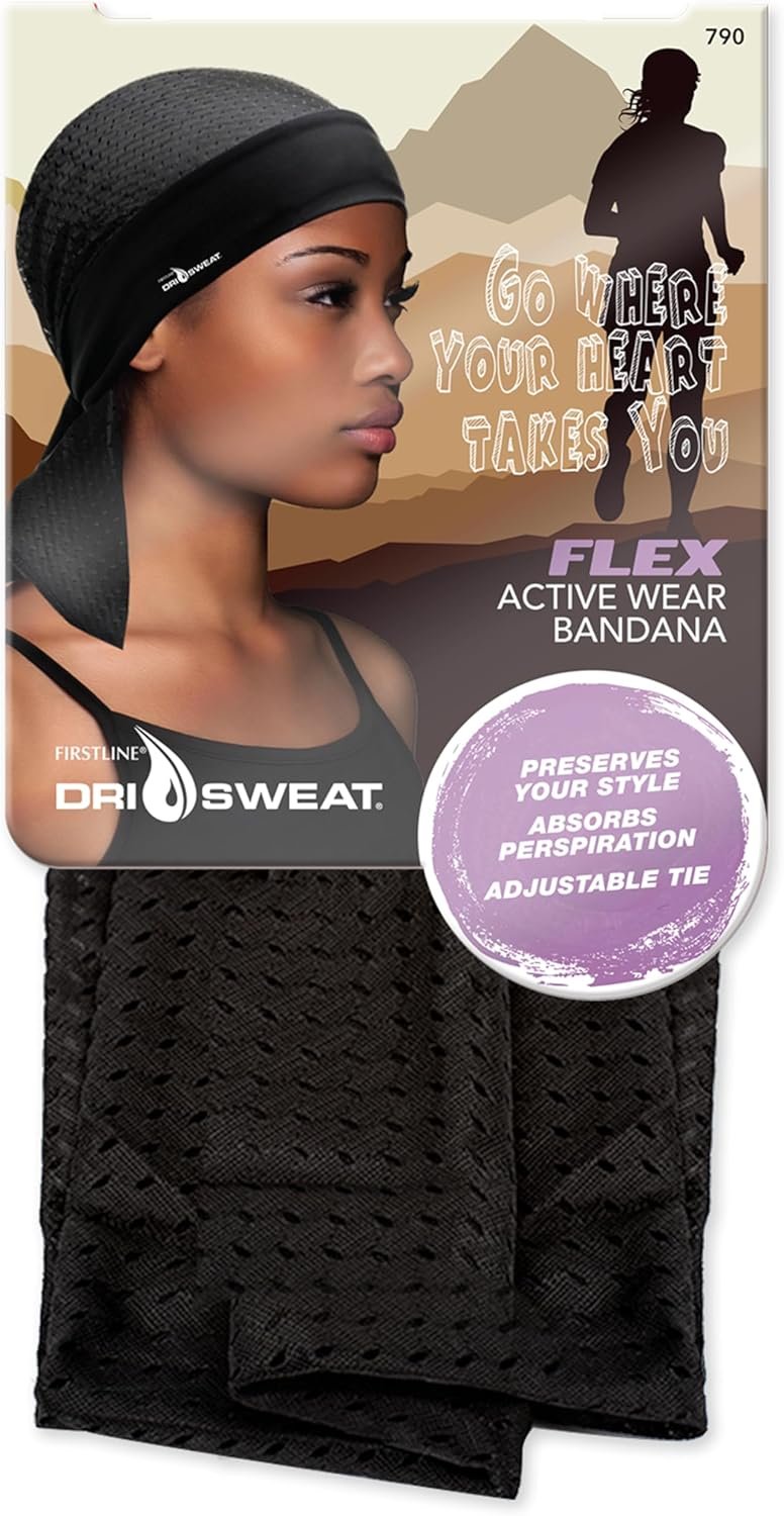 Dri Sweat Flex Active Wear Mesh Bandana , Black, 0.2 x 6.5 x 5 inches