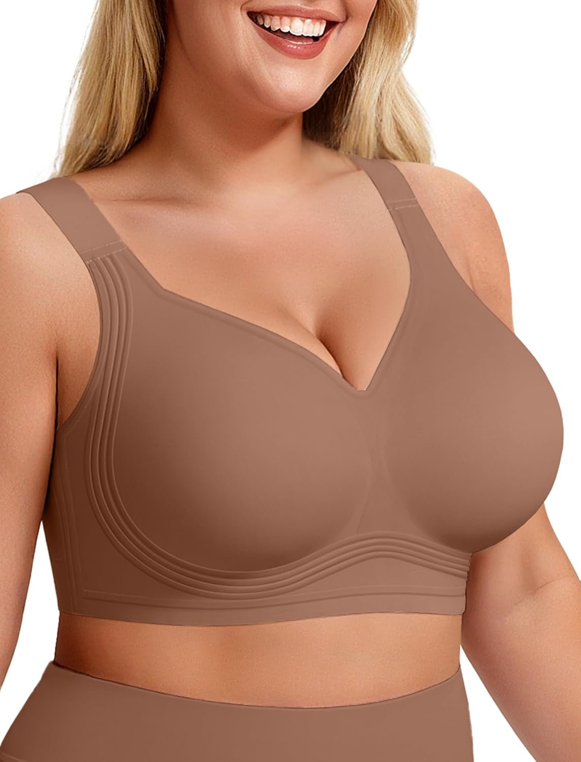 LetsJoli Bras for Women Supportive Wireless Push Up Bra Full Coverage No Underwire Seamless Plus Size for Older Women
