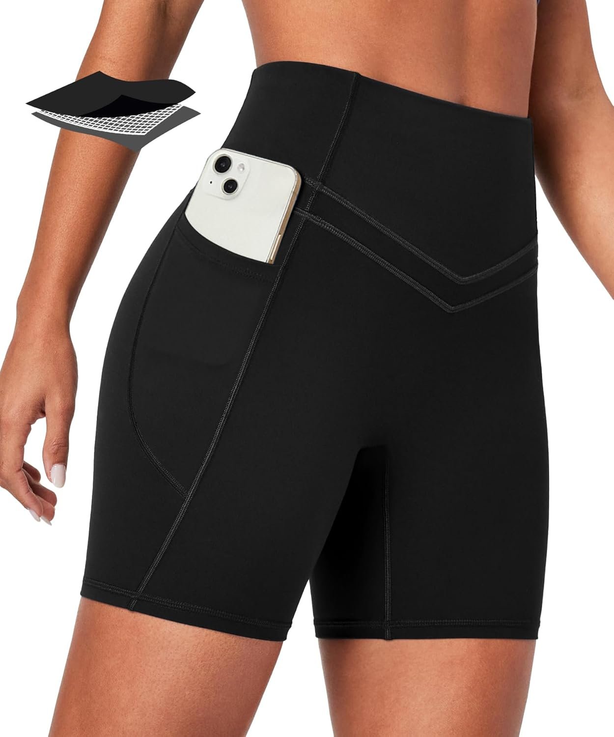 IUGA Compression Biker Shorts Women Tummy Control with Pockets Workout Shorts High Waisted Yoga Running Gym Short Spandex