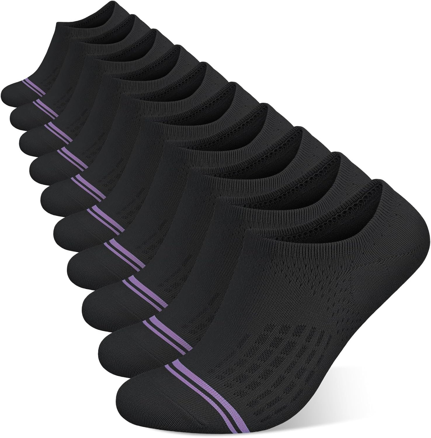 wernies No Show Socks Womens 10 Pairs Low Cut Ankle Socks with Non Slip Casual Invisible Liner Boat 5-8/8-11