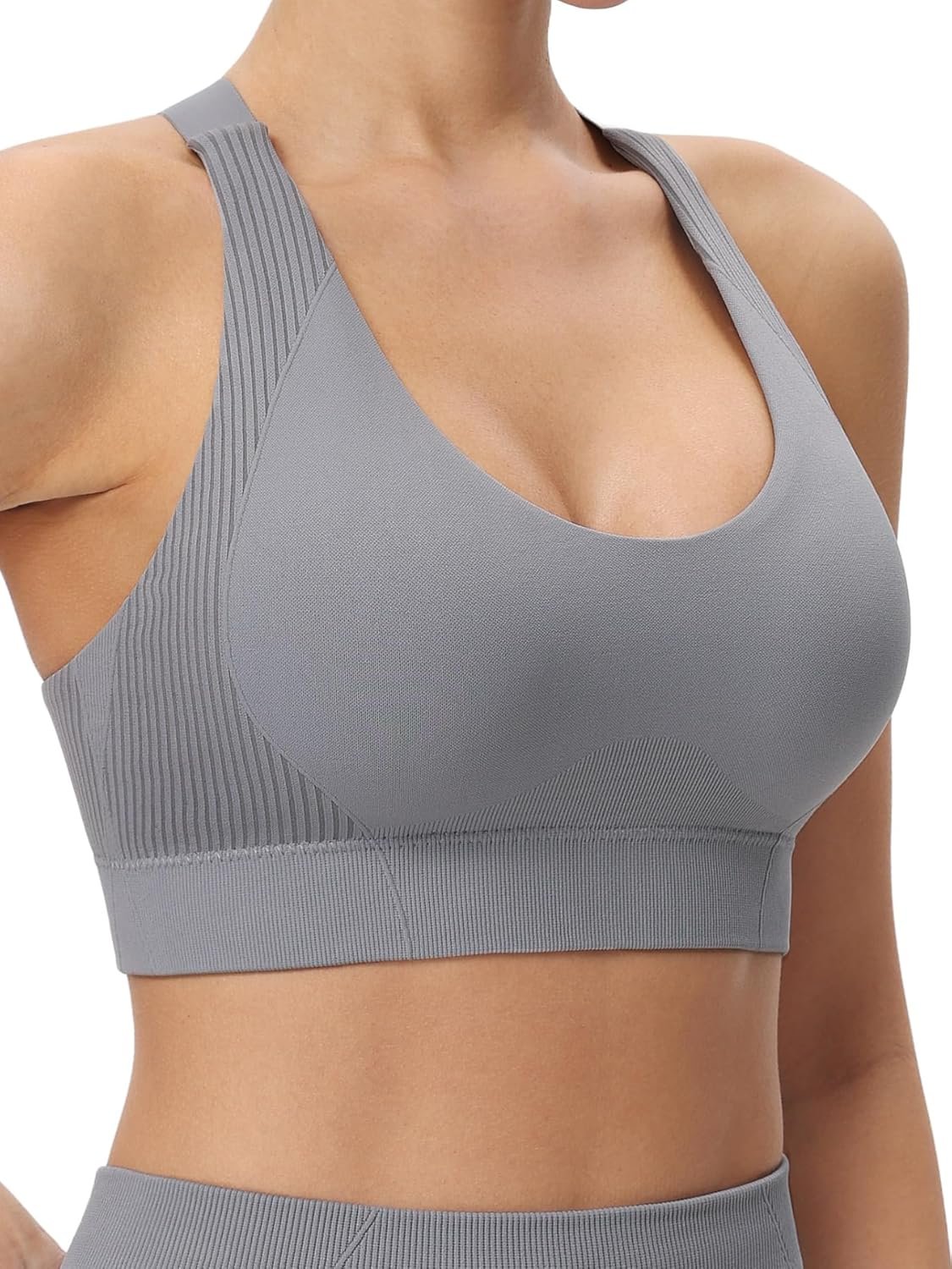 Sports Bra for Women High Support, Adjustable Straps, Padded Seamless Push Up High Impact Workout Bra for Running Yoga
