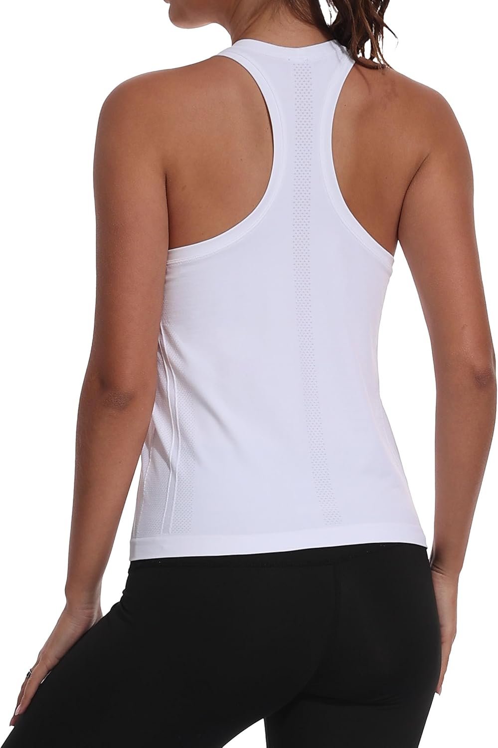 Womens Seamless Racerback Tank Top Workout Shirts Sleeveless Crewneck for Gym Running Athletic Top