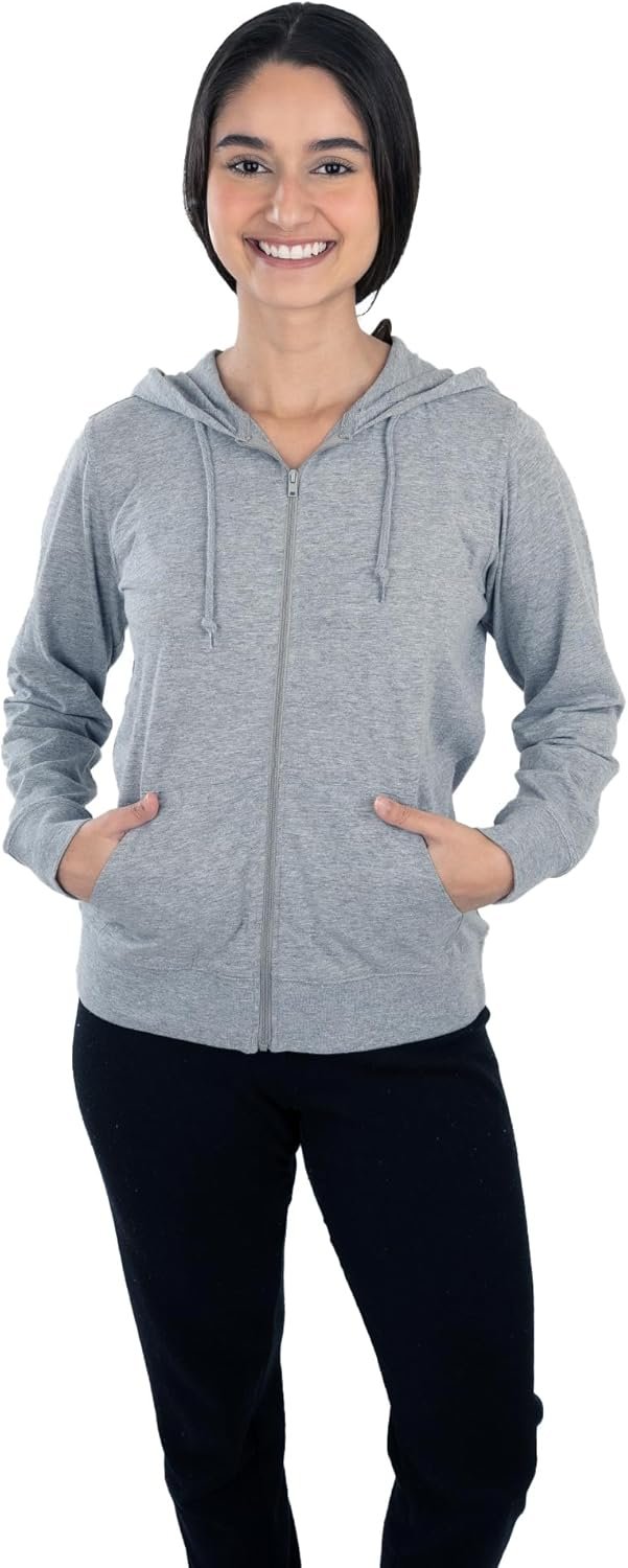 Cottonhood Women’s Zip Up Hoodie – Lightweight Athletic Jacket for Women, Full Zip Soft Jersey-Knit Workout Jacket Sweatshirt