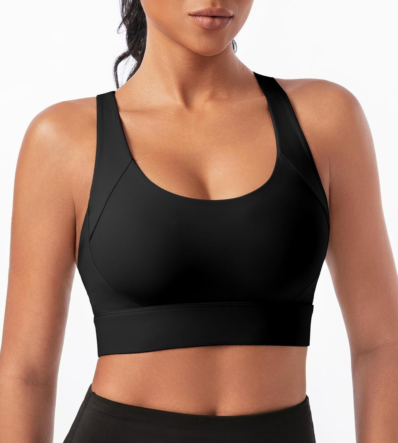 Sports Bra for Women, Supportive Double Layer Workout Bra, Racerback Full Coverage High Impact Exercise Bra