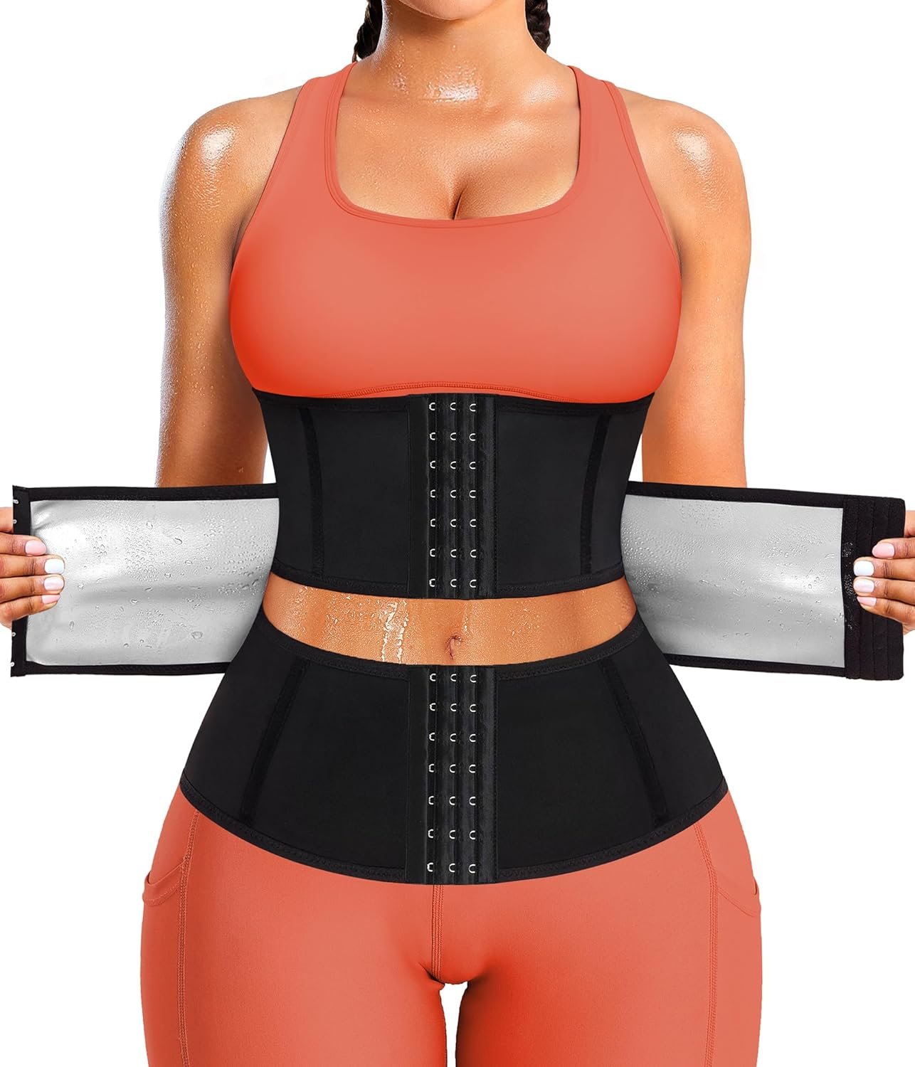 LEINIDINA Waist Trainer for Women Corset Shapewear Segmented Sweat Waist Trimmer for Women Workout Belt