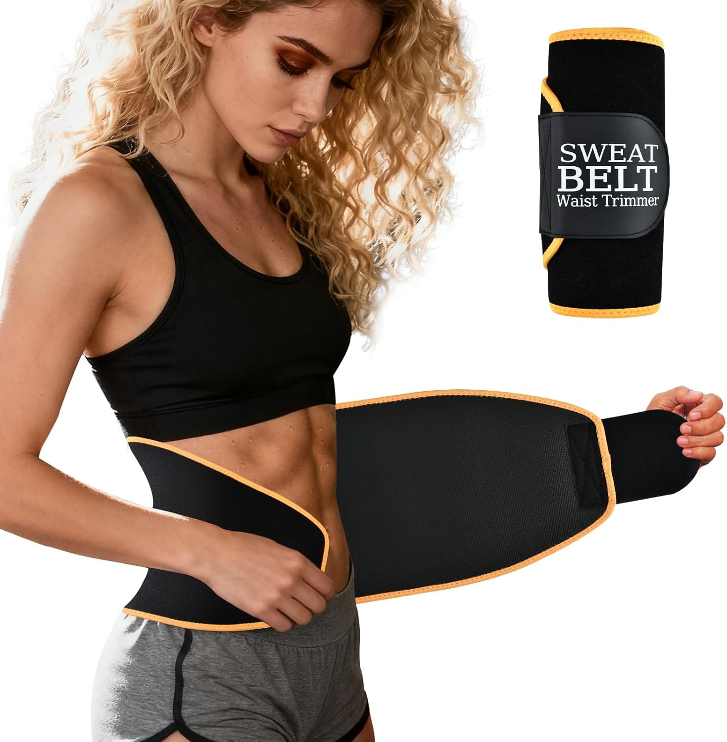 kissleaf Sweat Waist Trainer for Women Men, Comfortable Waist Cincher Sweat Belt to Boost Sweating Stomach Wrap Supportive