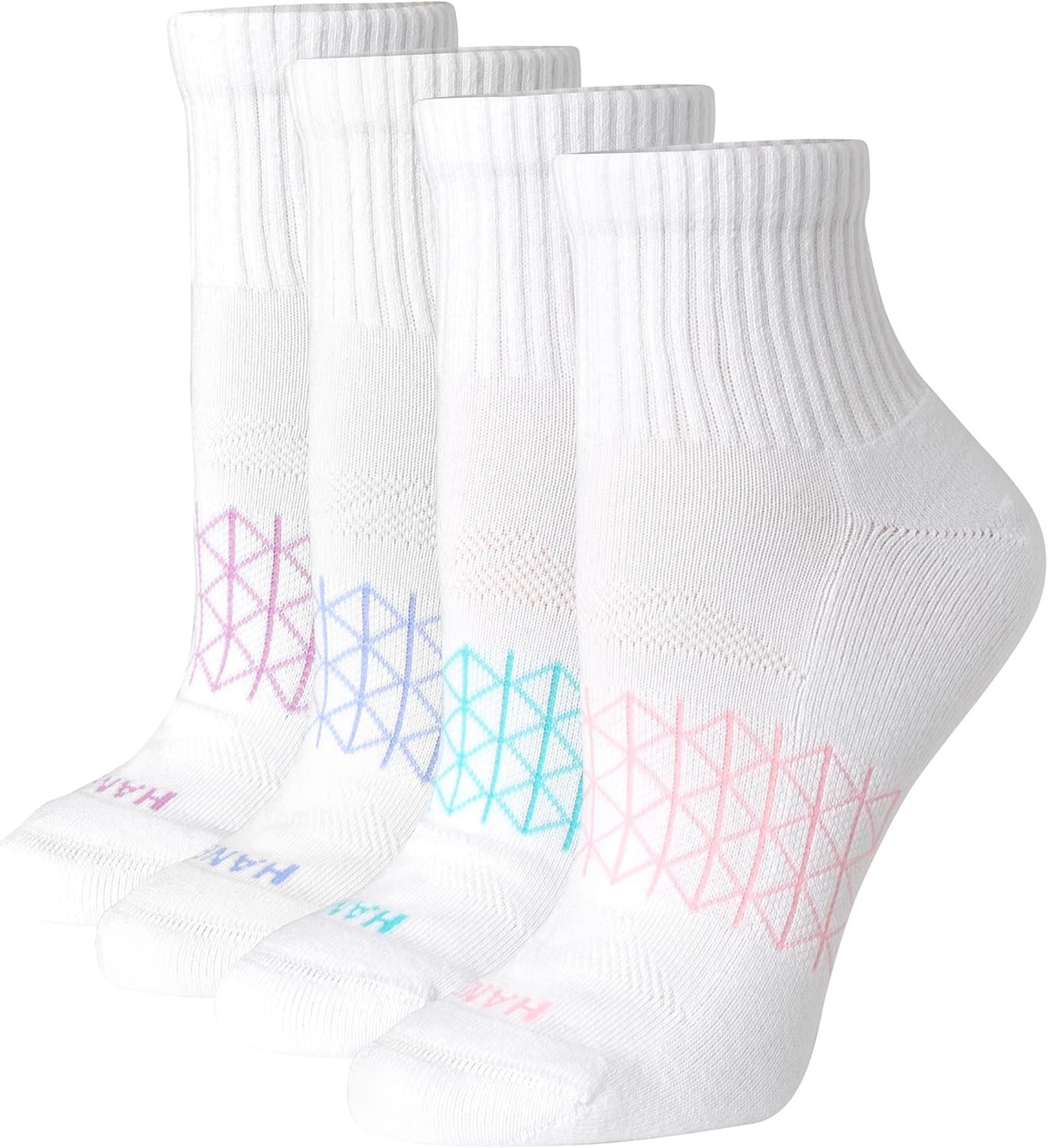 Hanes Women’s Cushioned Ankle Socks, Absolute Active Ankle Socks for Women, Seamless Toe, 4-prs