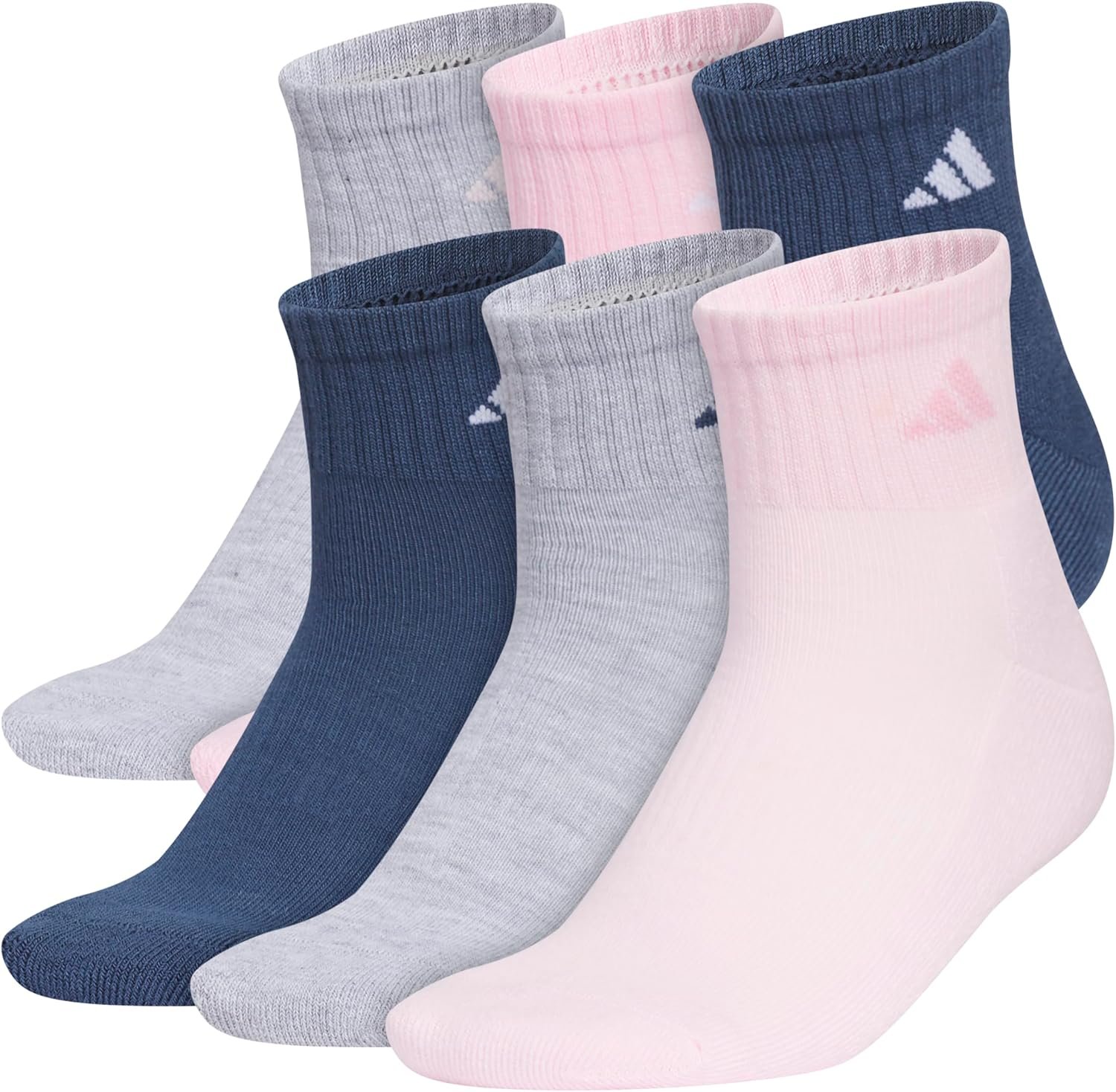 adidas Women’s Athletic Cushioned Quarter Ankle Socks (6 Pairs) Durable & Comfortable