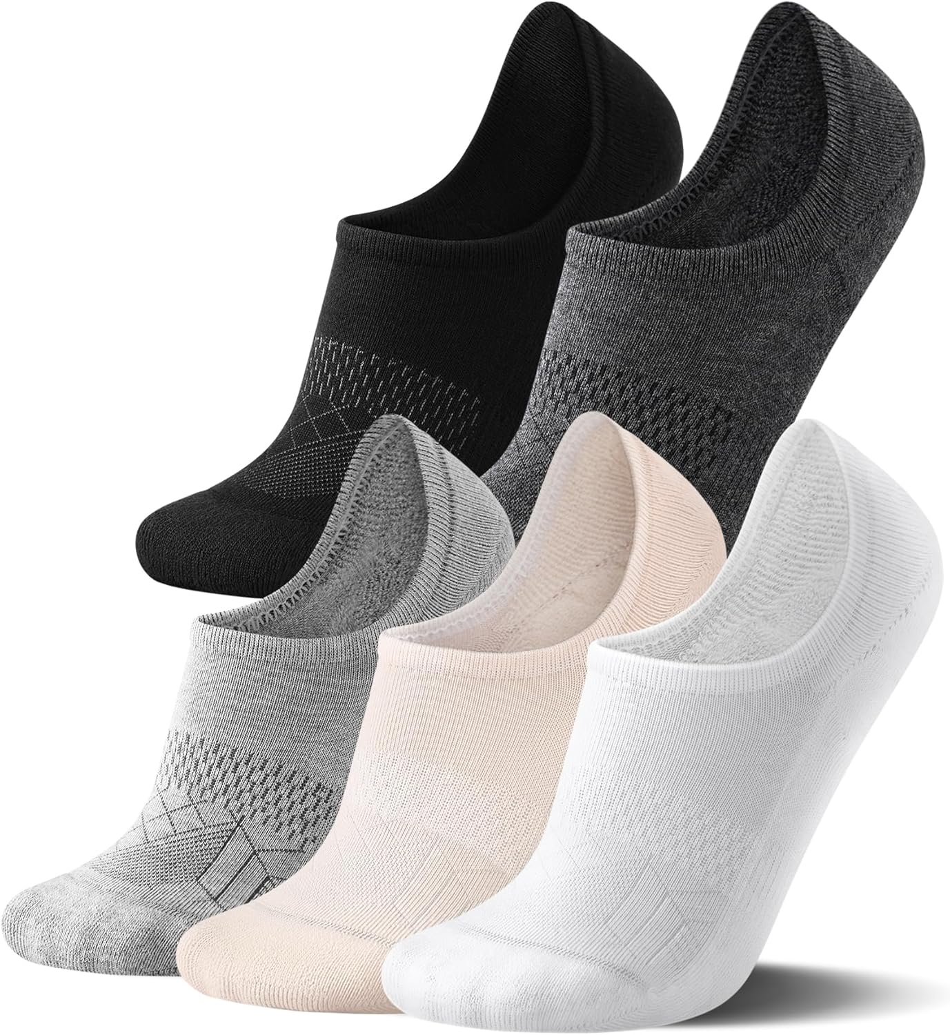 FITRELL No Show Socks Womens Cotton Cushioned Athletic Ankle Low Cut Invisible Non Slip Socks 5-8 Pairs
