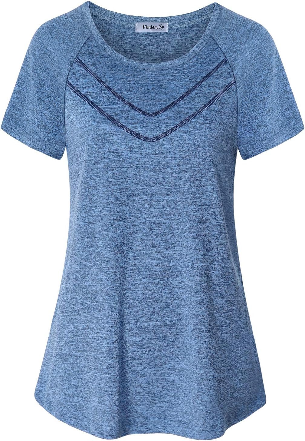 Vldnery Women Quick-Dry Line Decor Front Yoga Workout Shirts Athletic Gym Loose Fit Tops 2025