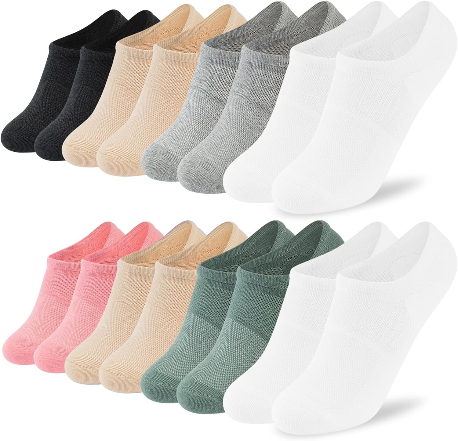 Time May Tell No Show Socks Womens 8 Pairs Non Slip Low Cut Ankle Invisible Running Casual Seamless Socks