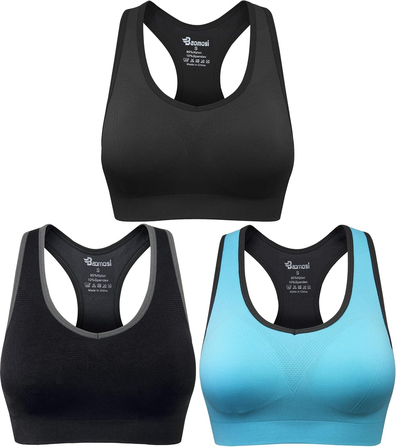 Women’s Seamless Racerback Sports Bra High Impact Support Yoga Gym Workout Fitness