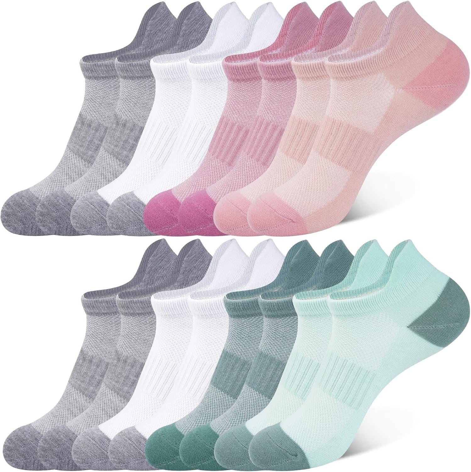 8 Pairs Ankle Socks for Women, Lightweight Low Cut No Show Athletic Socks for Running Gym Workout Size 6-8/9-11