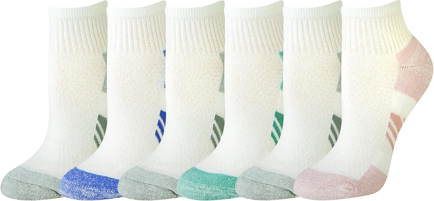 Amazon Essentials Women’s Performance Cotton Cushioned Athletic Ankle Socks, Breathable, Moisture-Wicking, 6 Pairs