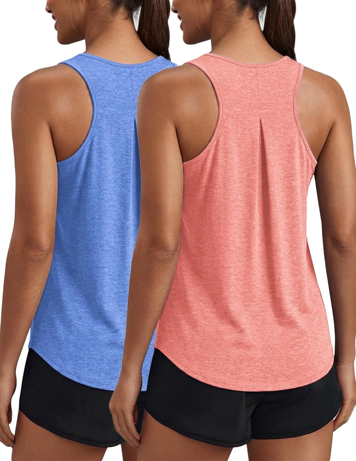 PINSPARK Workout Tops for Women Racerback Tank Top Pack Sleeveless Athletic Running Tops Loose Gym Shirt Quick Dry Yoga Tank