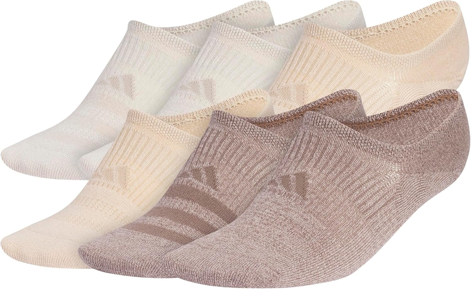 adidas Women’s Superlite Super No Show Invisible Socks (6 Pairs) Lightweight & Breathable