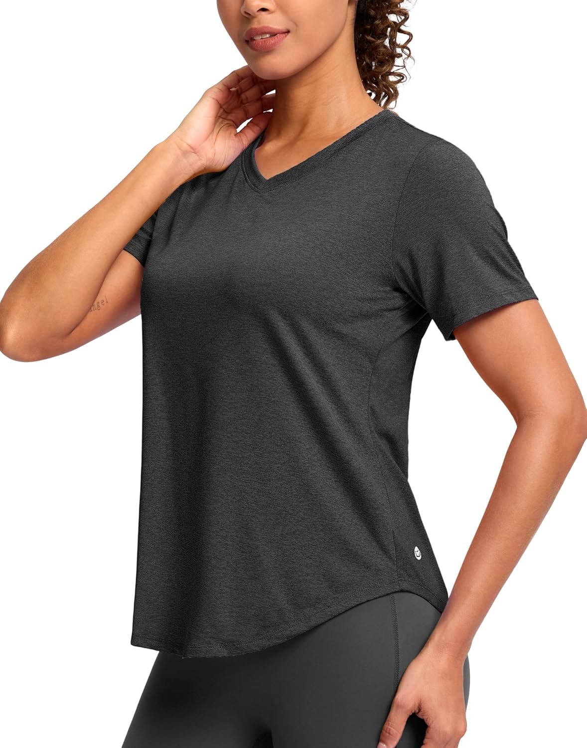 Womens Workout Shirts V-Neck Short Sleeve UPF 50+ Sun Shirt Moisture Wicking Dry Fit Top for Gym, Running, Athletic