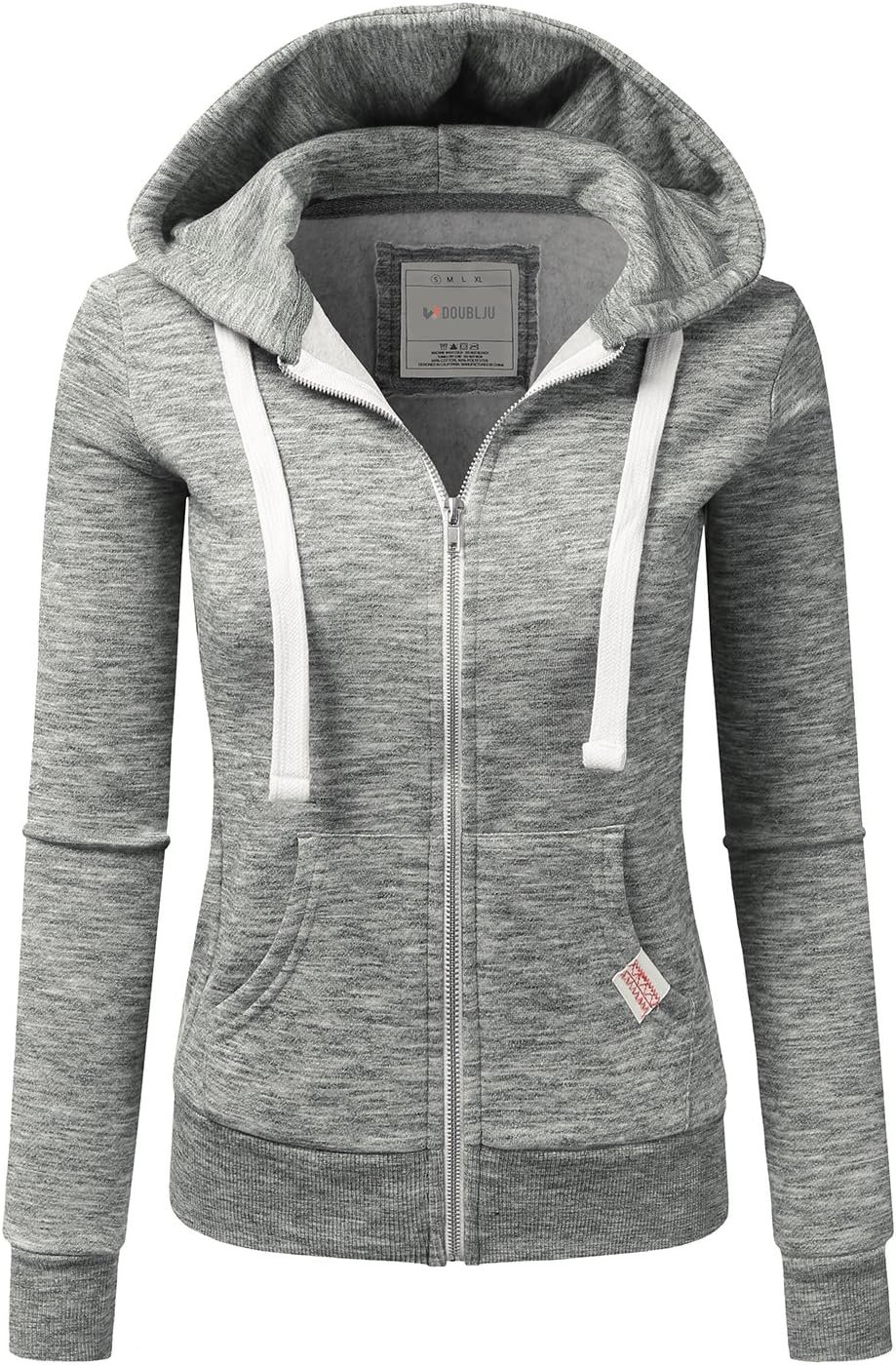 DOUBLJU Lightweight Thin Zip-Up Hoodie Jacket for Women with Plus Size