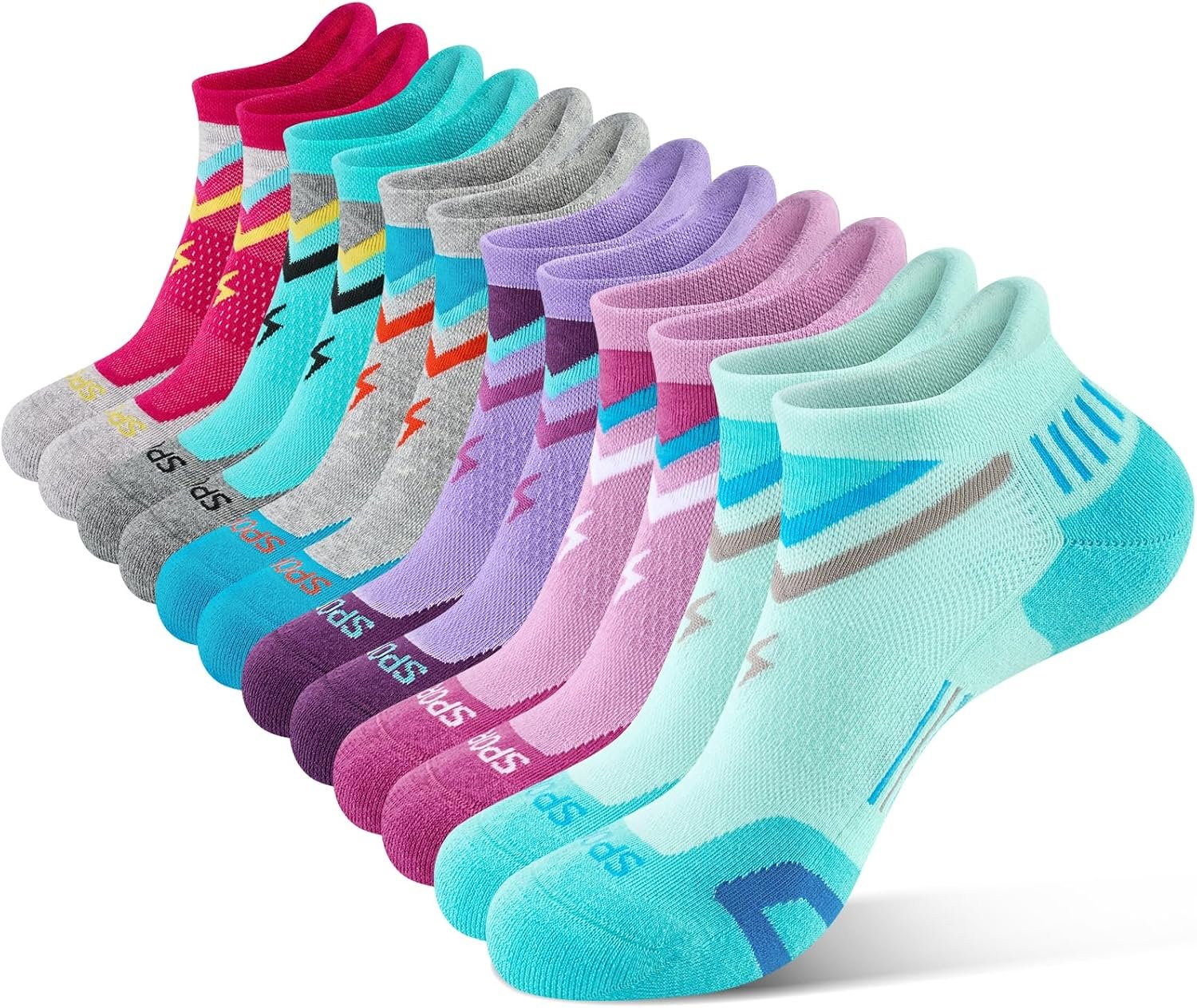 Women Ankle Running Socks, Low Cut Athletic Cushioned Anti-Blister Wicking Cotton Gym Workout Sports Socks 6 Pairs