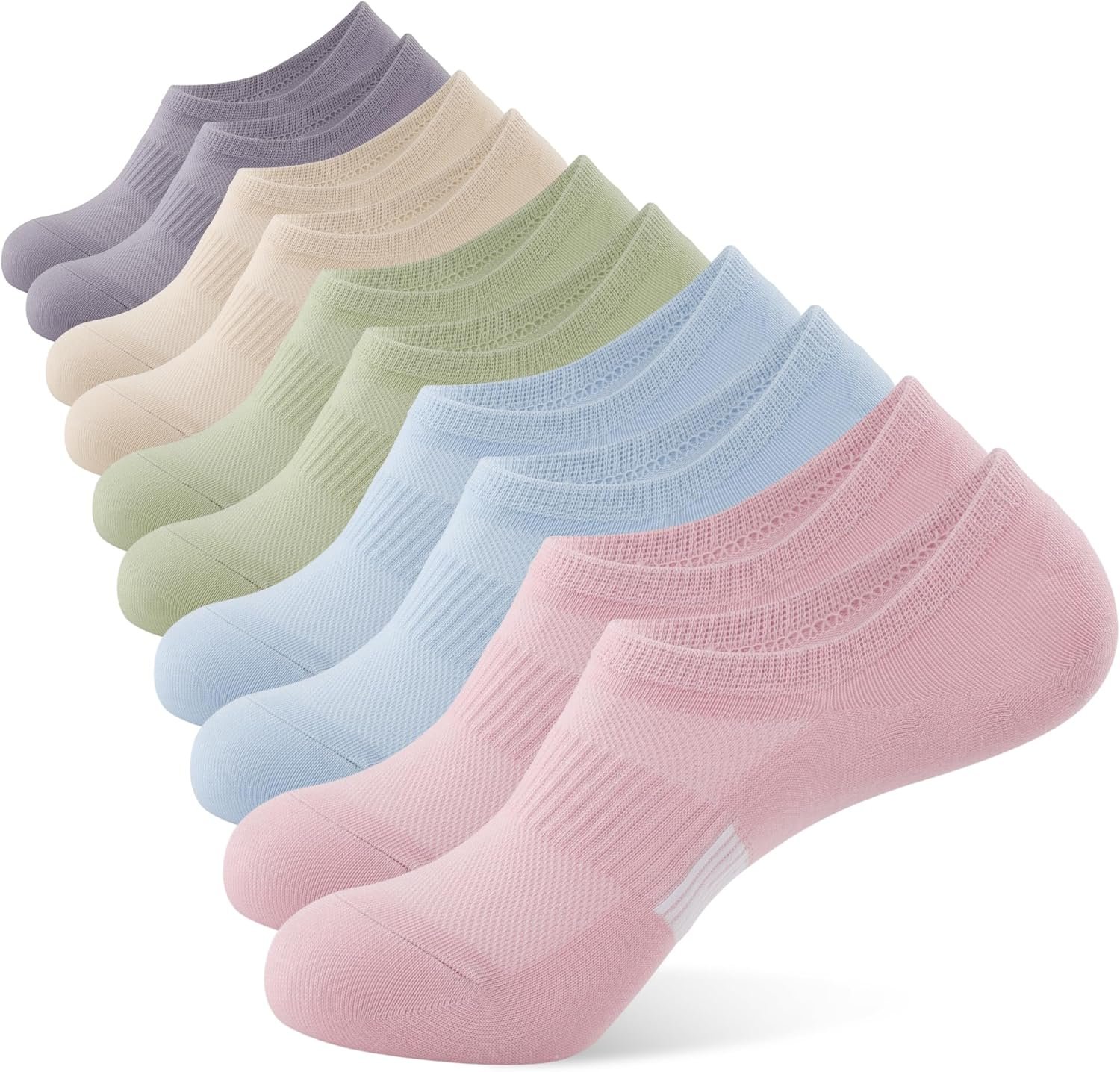 BUDERMMY No Show Socks Womens Low Cut Non Slip Athletic Cotton Invisible Women Sock 5 Pairs
